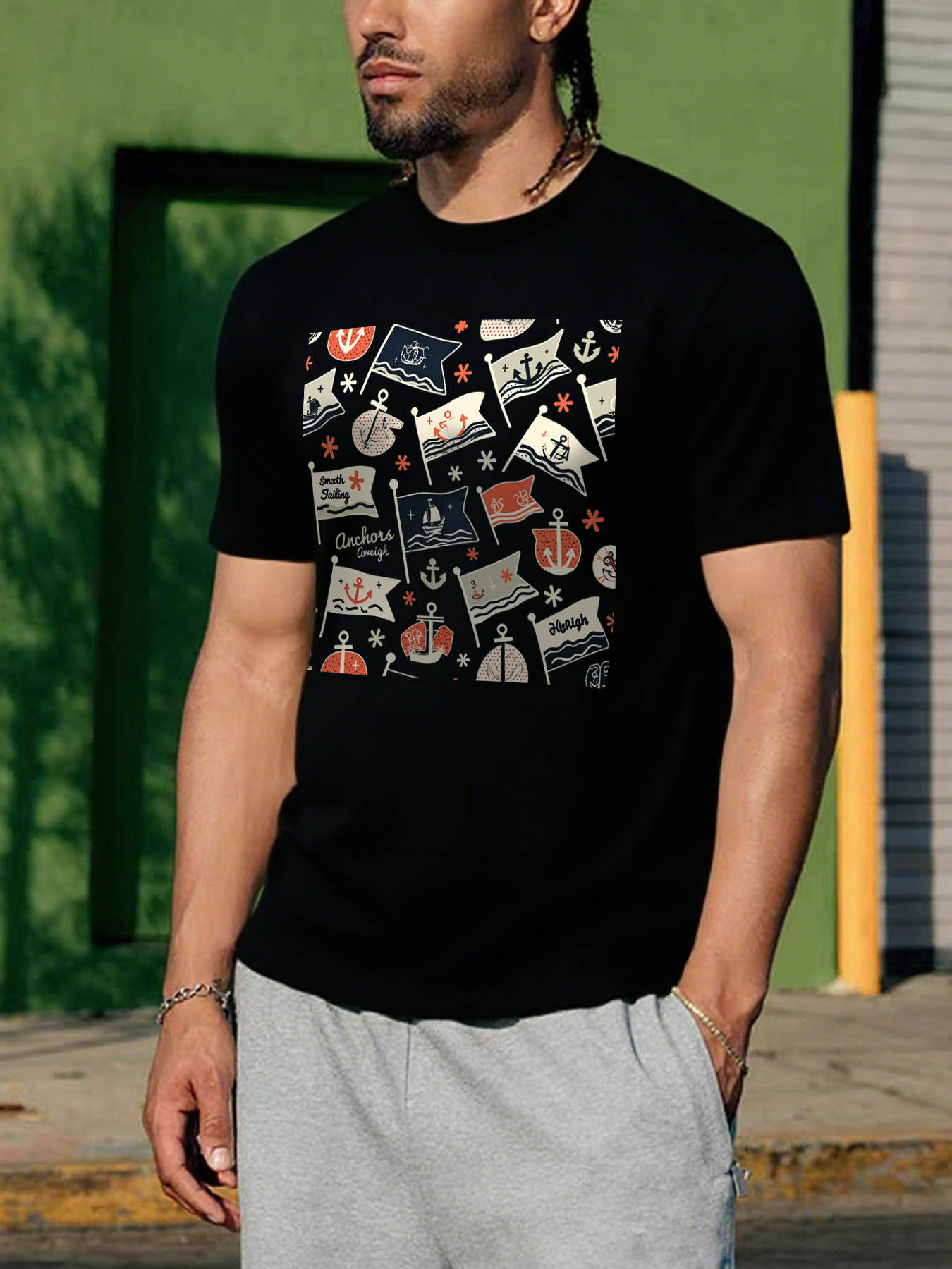 RTTMALL Men's Printed Cotton T-Shirts, Soft Breathable Caribbean Island Beach Casual Summer Tee for Vacation