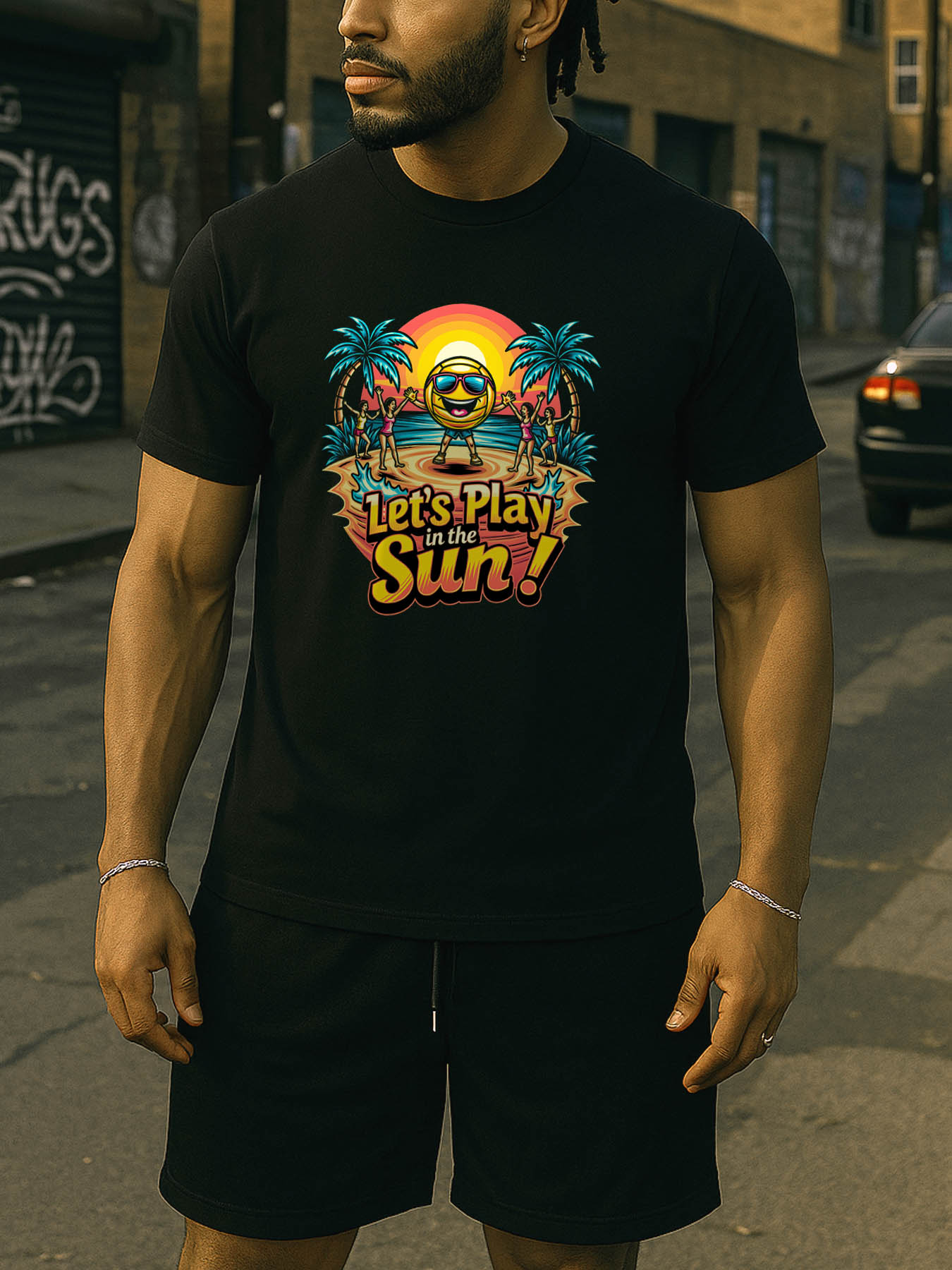 Men's 100% Cotton RTTMALL Printed T-Shirts, Breathable Washable Casual Summer Beach Tees for Caribbean Island Camping & Outdoor Activities