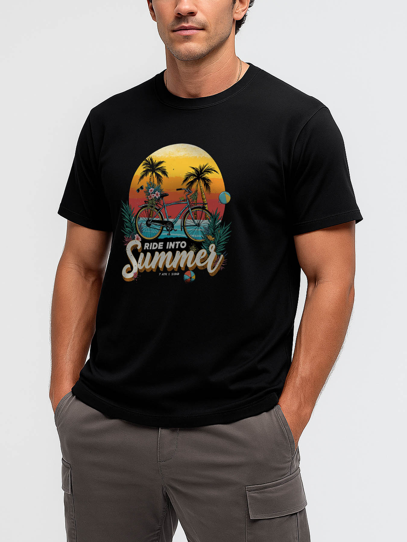 RTTMALL Caribbean Island Beach Printed Casual Cotton T-Shirts for Men Summer Vintage Streetwear