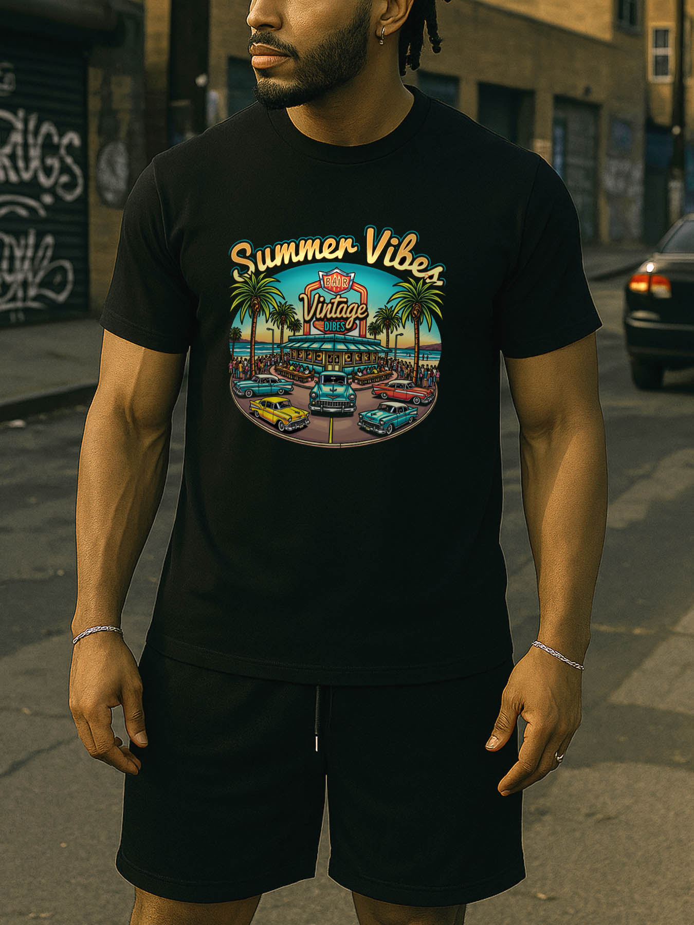 RTTMALL Caribbean Island Beach Printed Cotton Casual Summer T-Shirts for Men