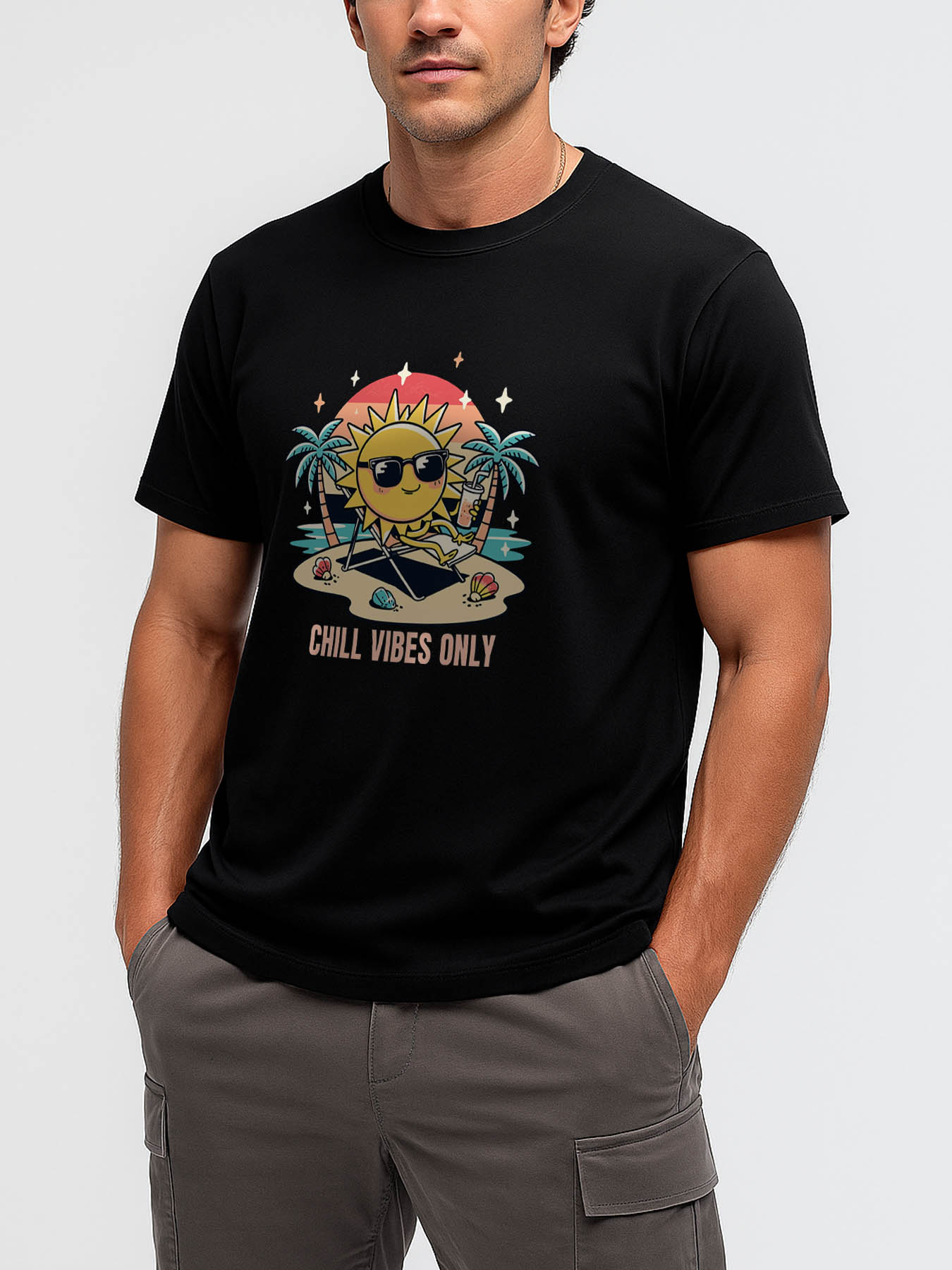 Men's 100% Cotton RTTMALL Printed T-Shirt, Soft Smooth Comfy Summer Beach Caribbean Island Casual Tee