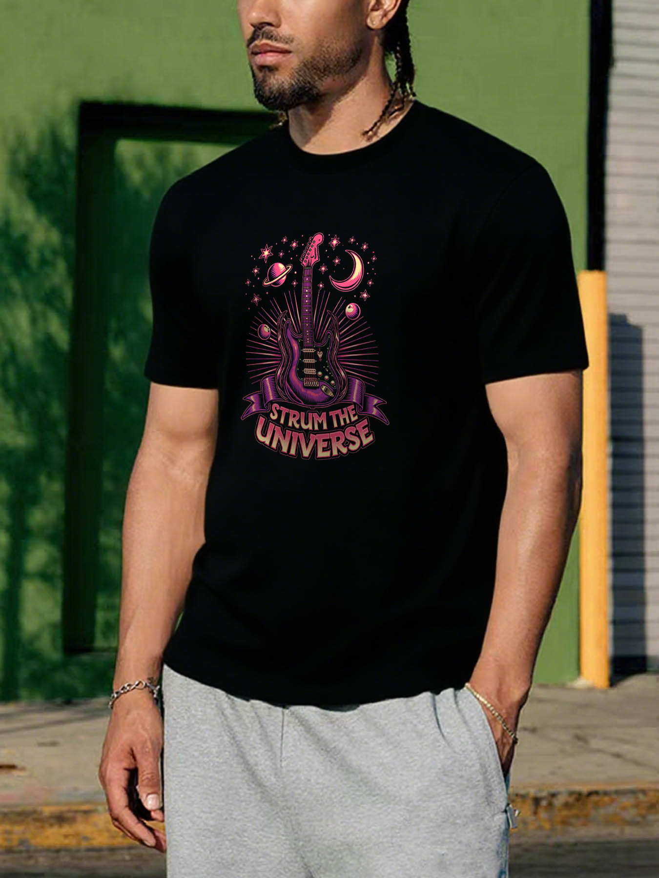 RTTMALL Caribbean Island Beach Print Cotton T-Shirt for Men, Casual Summer Graphic Tee for Dad & Husband, Machine Washable