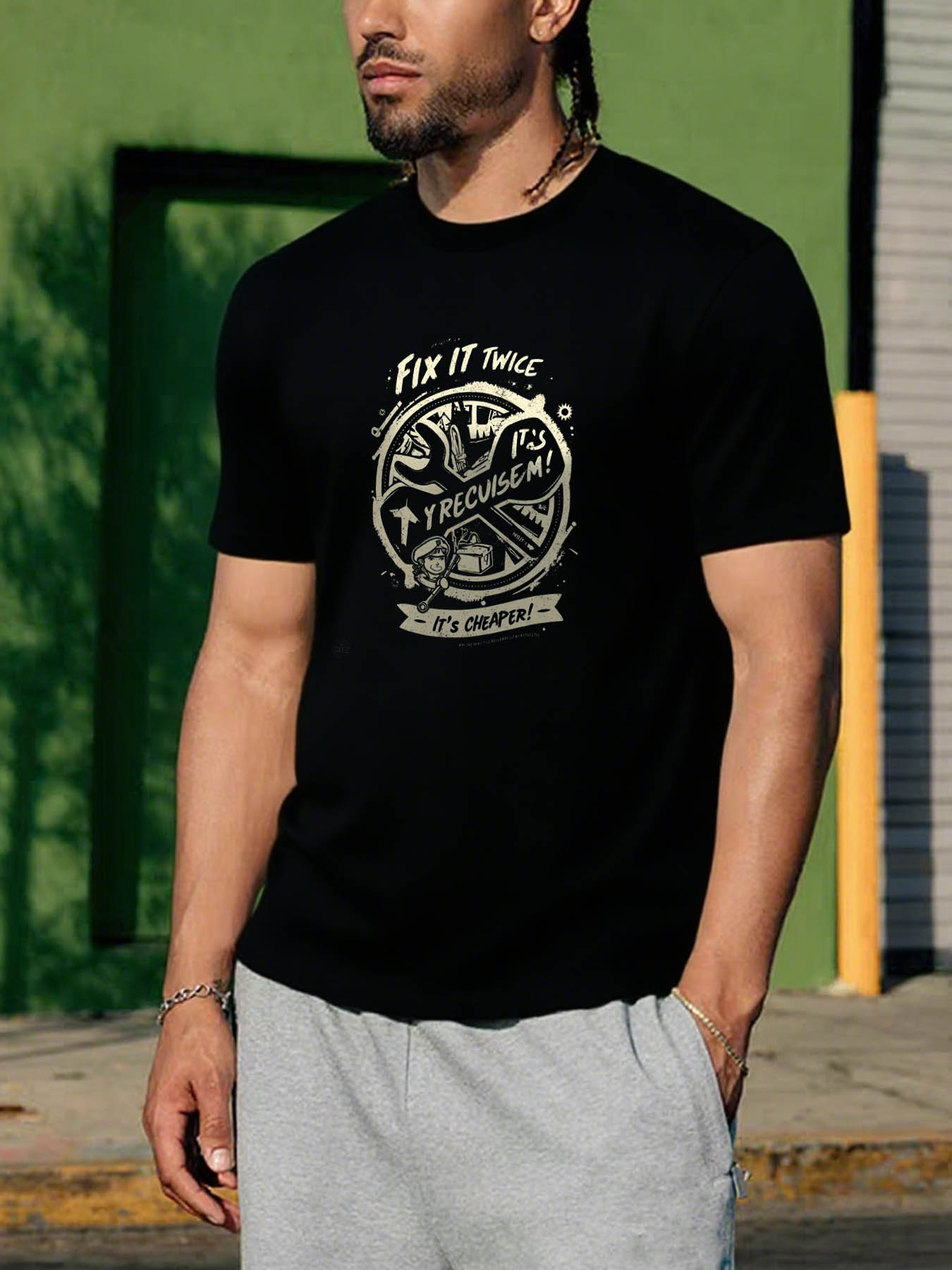 Men's 100% Cotton Caribbean RTTMALL Printed T-Shirts, Casual Beach Island Summer Printed Tees, Machine Washable Holiday Gift Tops