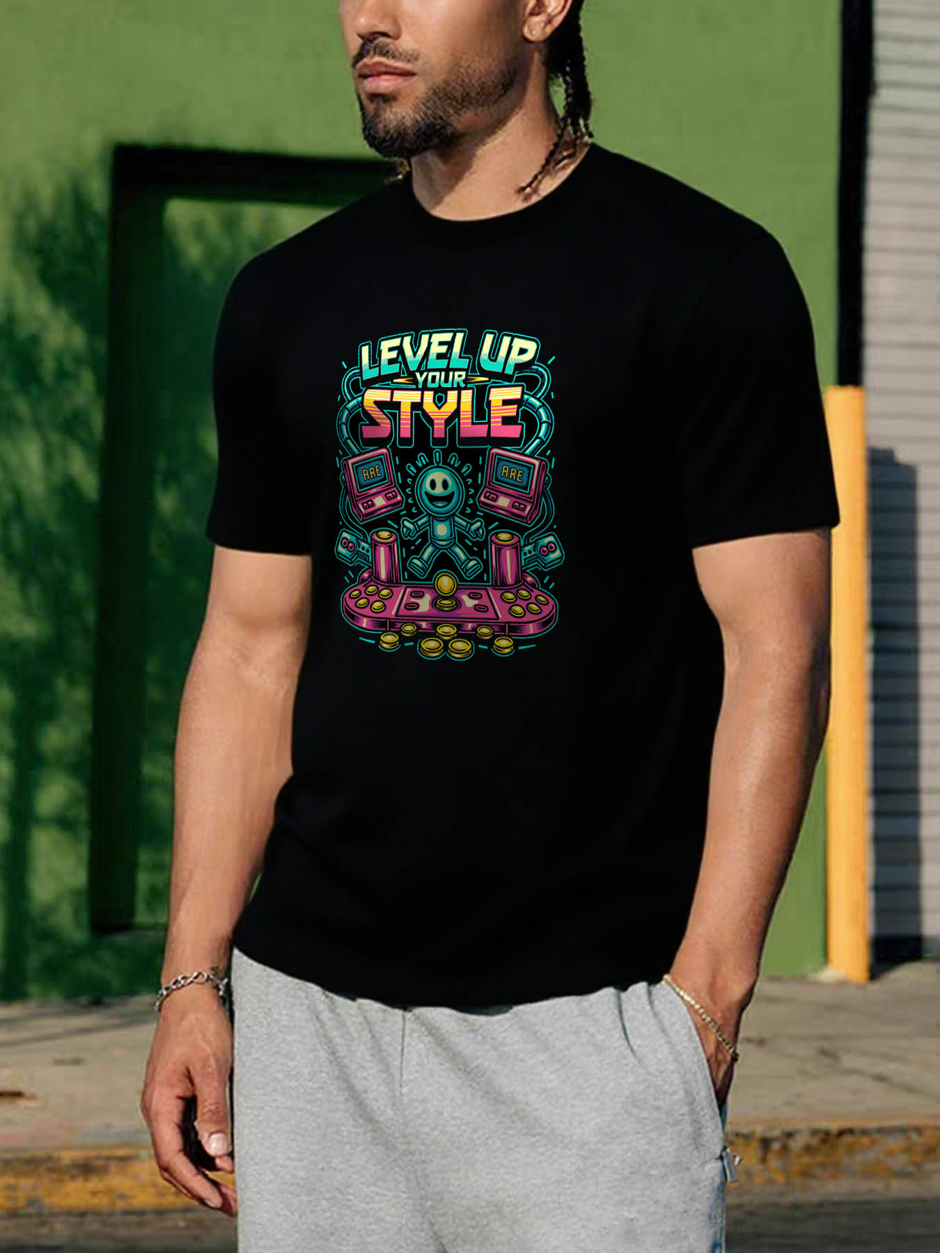 Men's 100% Cotton Heavyweight Printed RTTMALL T-Shirt for Caribbean Beach & Island Summer Casual Wear