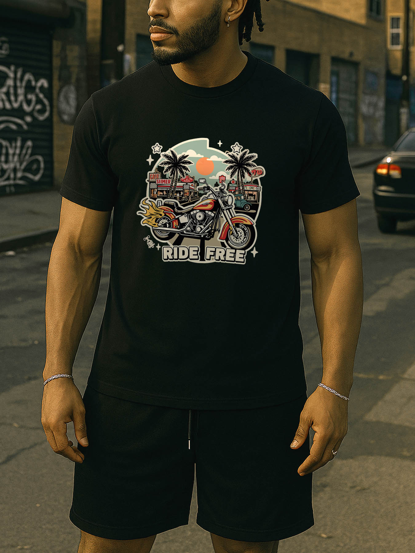 RTTMALL Caribbean Island Beach Summer Casual Printed Cotton T-Shirt