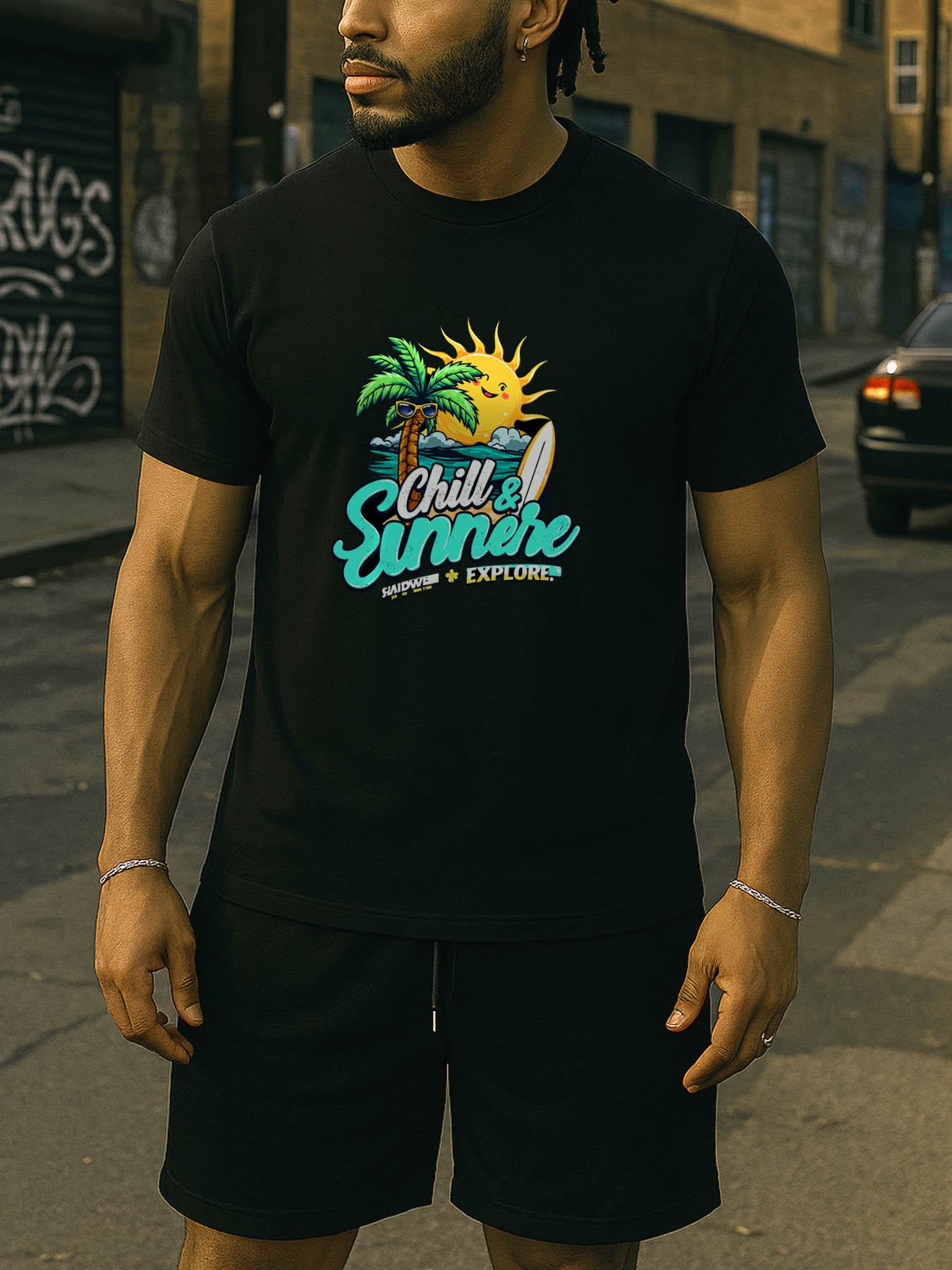 RTTMALL Caribbean Island Vacation Casual Printed Cotton Men's T-Shirt