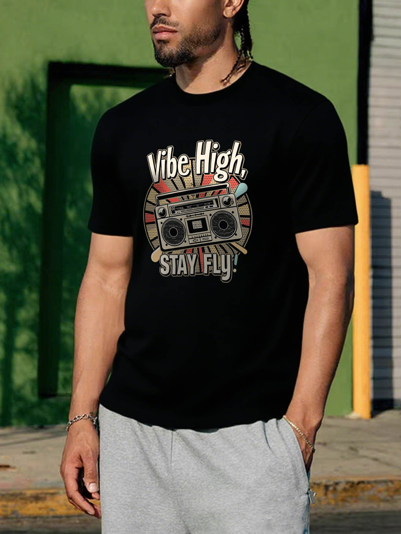 RTTMALL Caribbean Beach Printed Casual Cotton Mens T-Shirts Soft Machine Washable Summer Tees