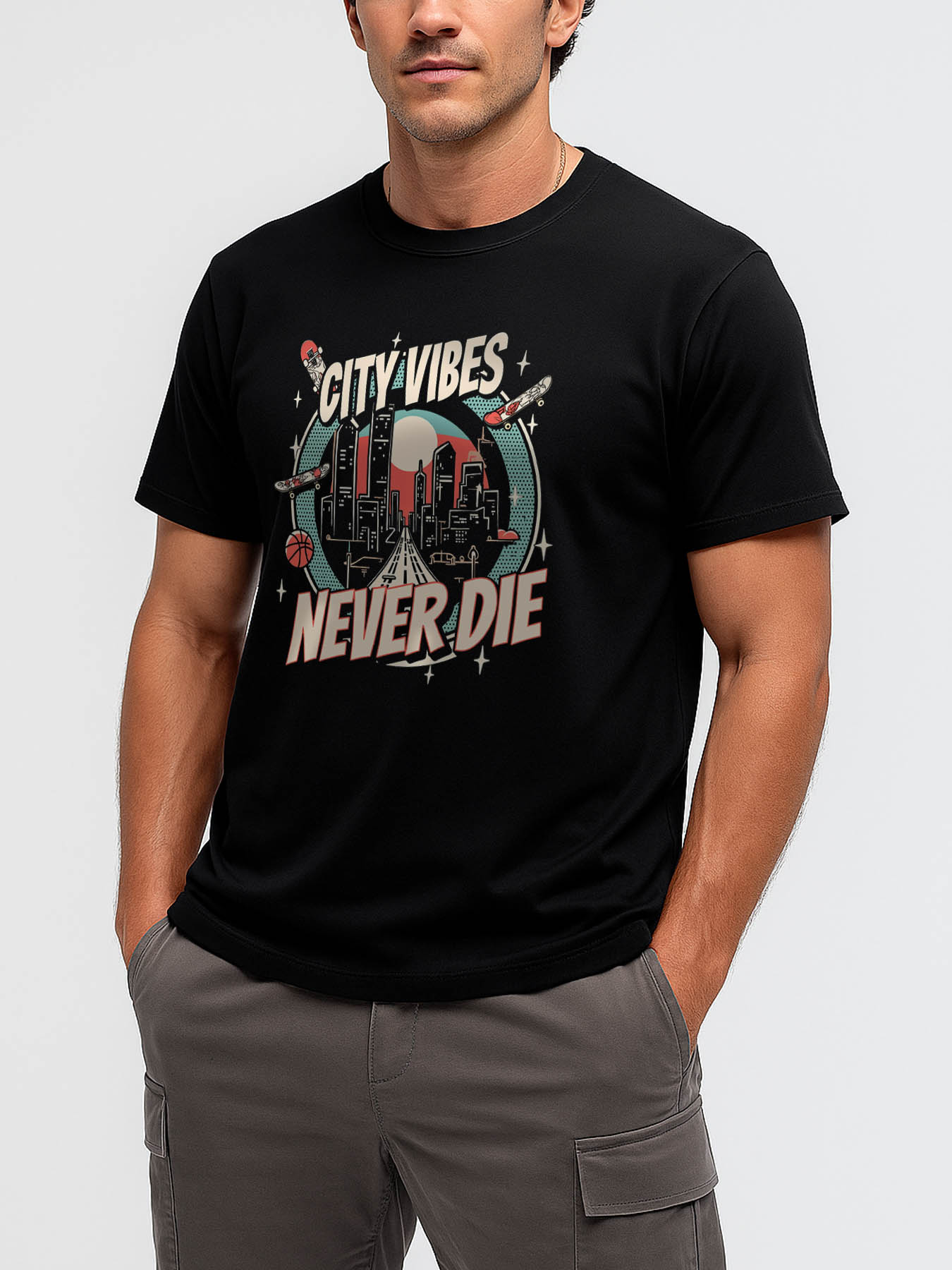 RTTMALL Caribbean Island Beach Printed Casual Cotton T-Shirts for Men, Summer Casual Breathable Vacation Tees