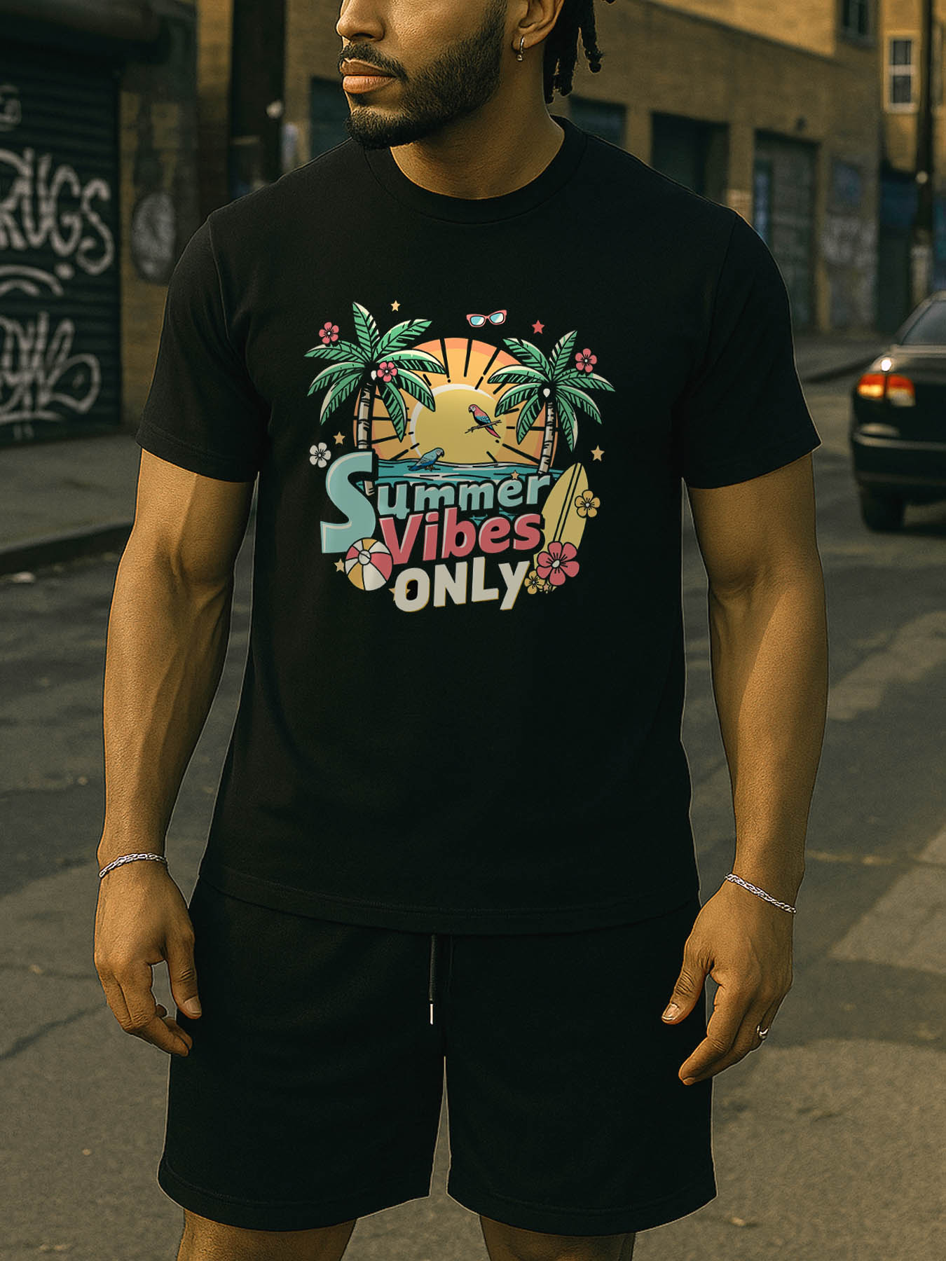 Men's RTTMALL Cotton T-Shirts, Breathable Casual Beach Printed Tees with Caribbean Island Vibes