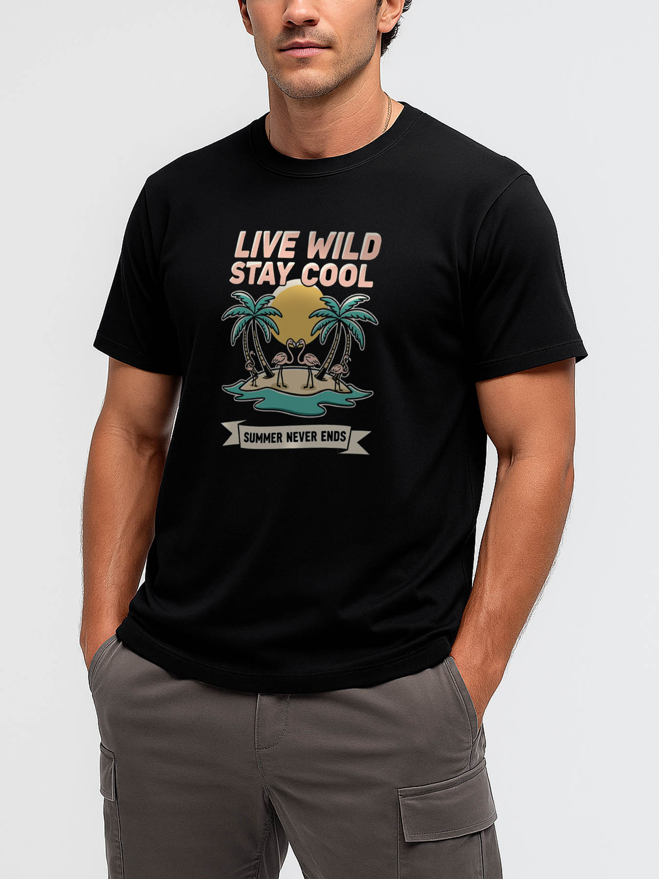 RTTMALL Caribbean Island Beach Printed Casual Cotton T-Shirts for Men Summer Vacation Wear