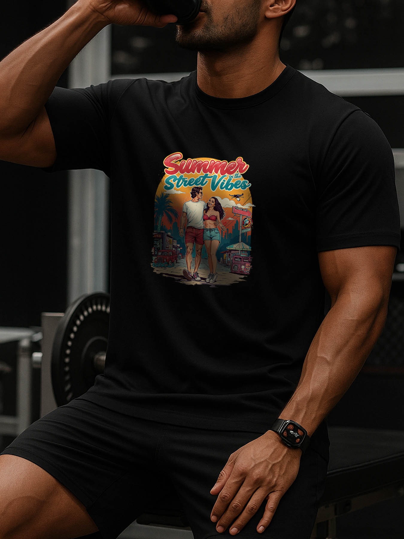 Men's 100% Cotton RTTMALL Printed T-Shirt, Caribbean Beach Island Summer Casual Graphic Tee