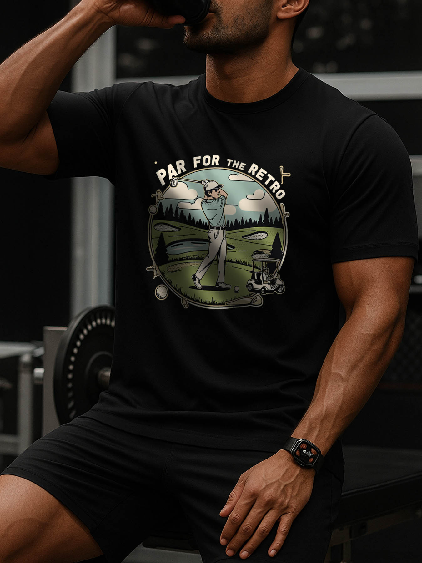 RTTMALL Caribbean Island Beach Print Casual Cotton Men's Golf T-Shirt for Summer Vacation