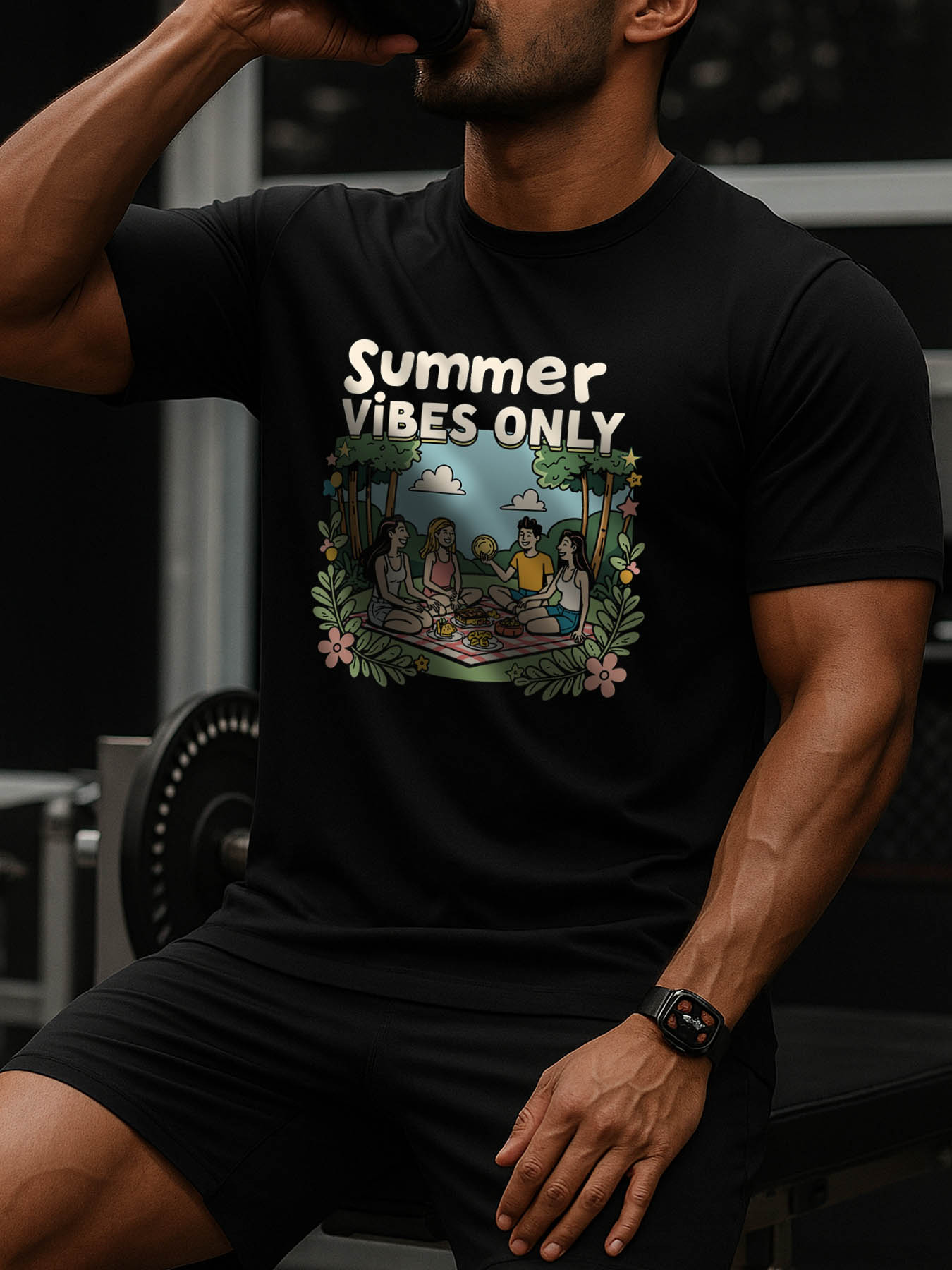 RTTMALL Men's 100% Cotton Printed T-Shirts, Soft Breathable Lightweight Fit for Caribbean Beach Family Outdoor Summer Casual Wear