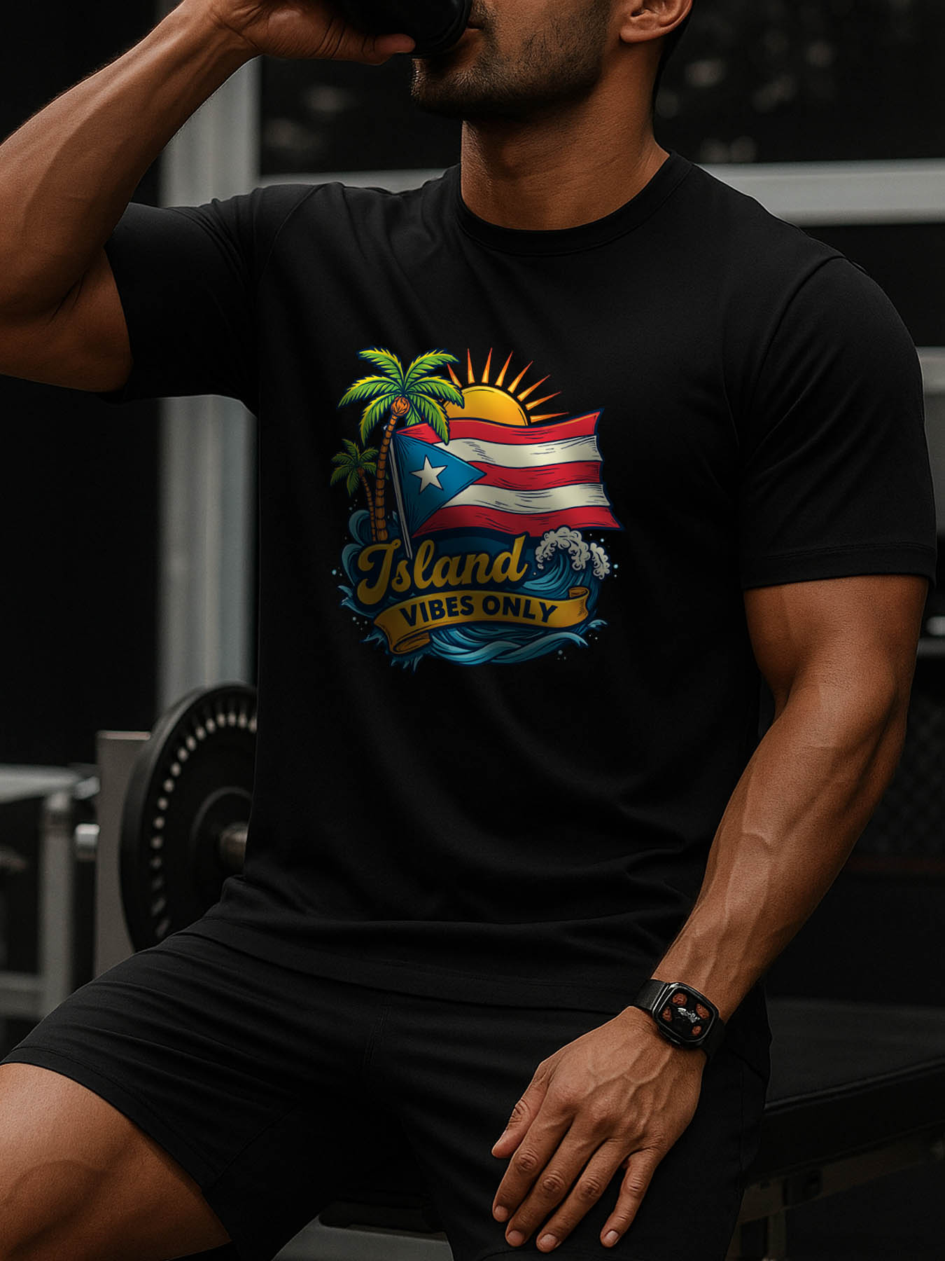 Men's 100% Cotton RTTMALL Printed T-Shirts, Palm Tree Sunset Island Beach Graphic Tees, Breathable All-Season Casual Summer Tops for Gym Camping Beachwear Holiday Gifts