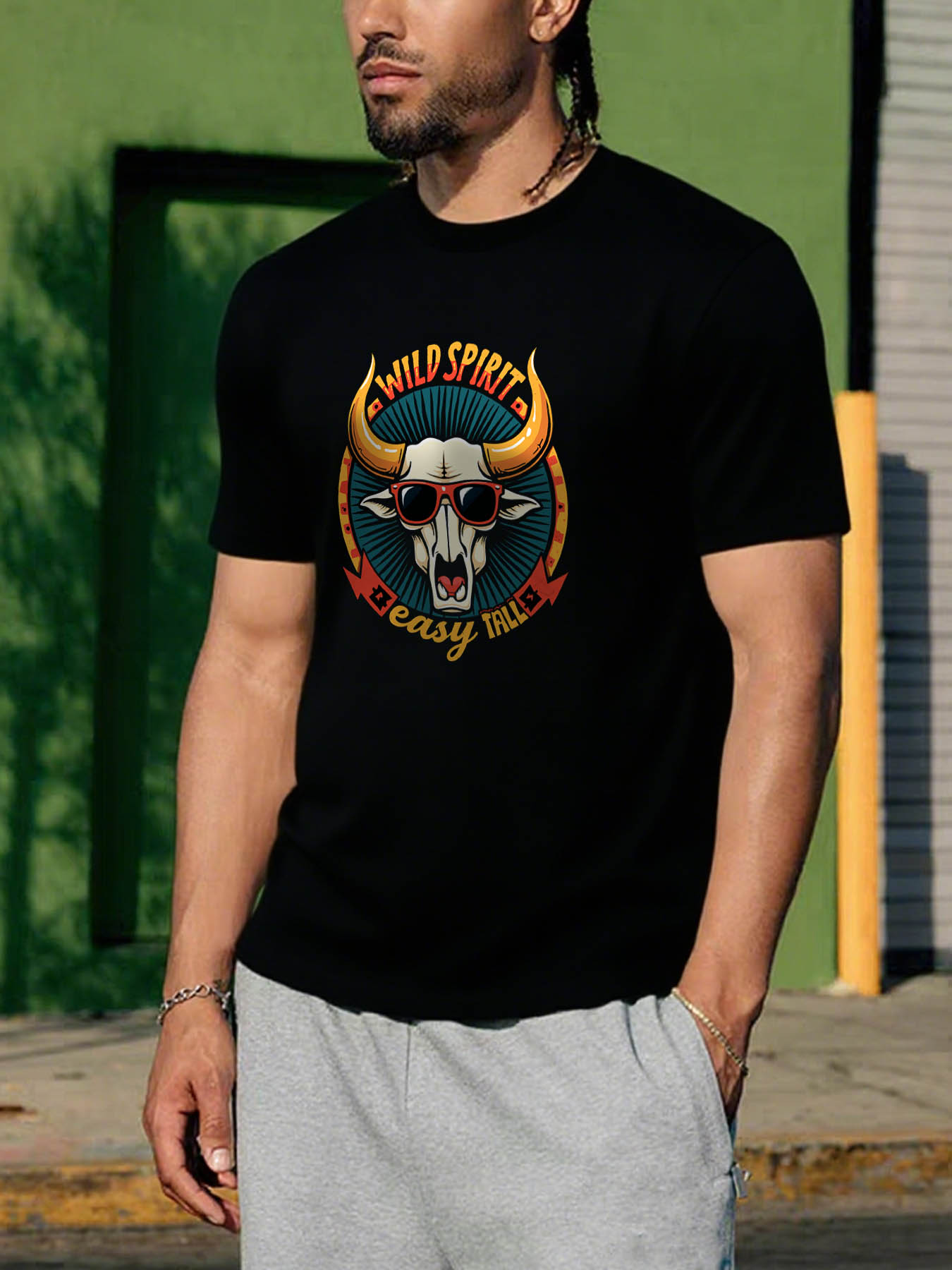 RTTMALL Caribbean Island Beach Casual Cotton Printed T-Shirt for Men, Machine Washable