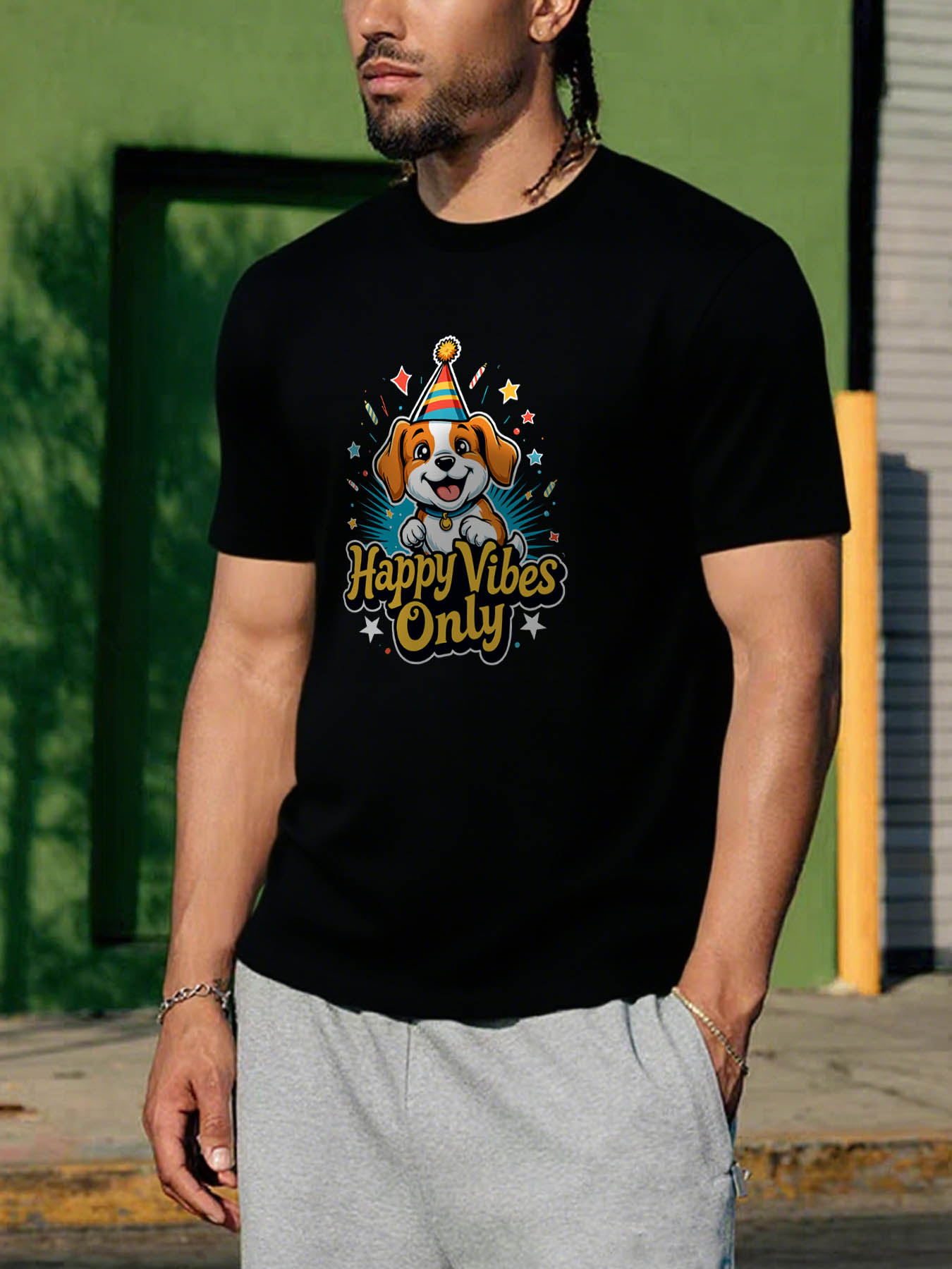 Men's 100% Cotton RTTMALL T-Shirt, Glossy Soft Elastic Fabric, Caribbean Beach Printed Cone Ice Cream Graphic Tees for Summer Casual Wear