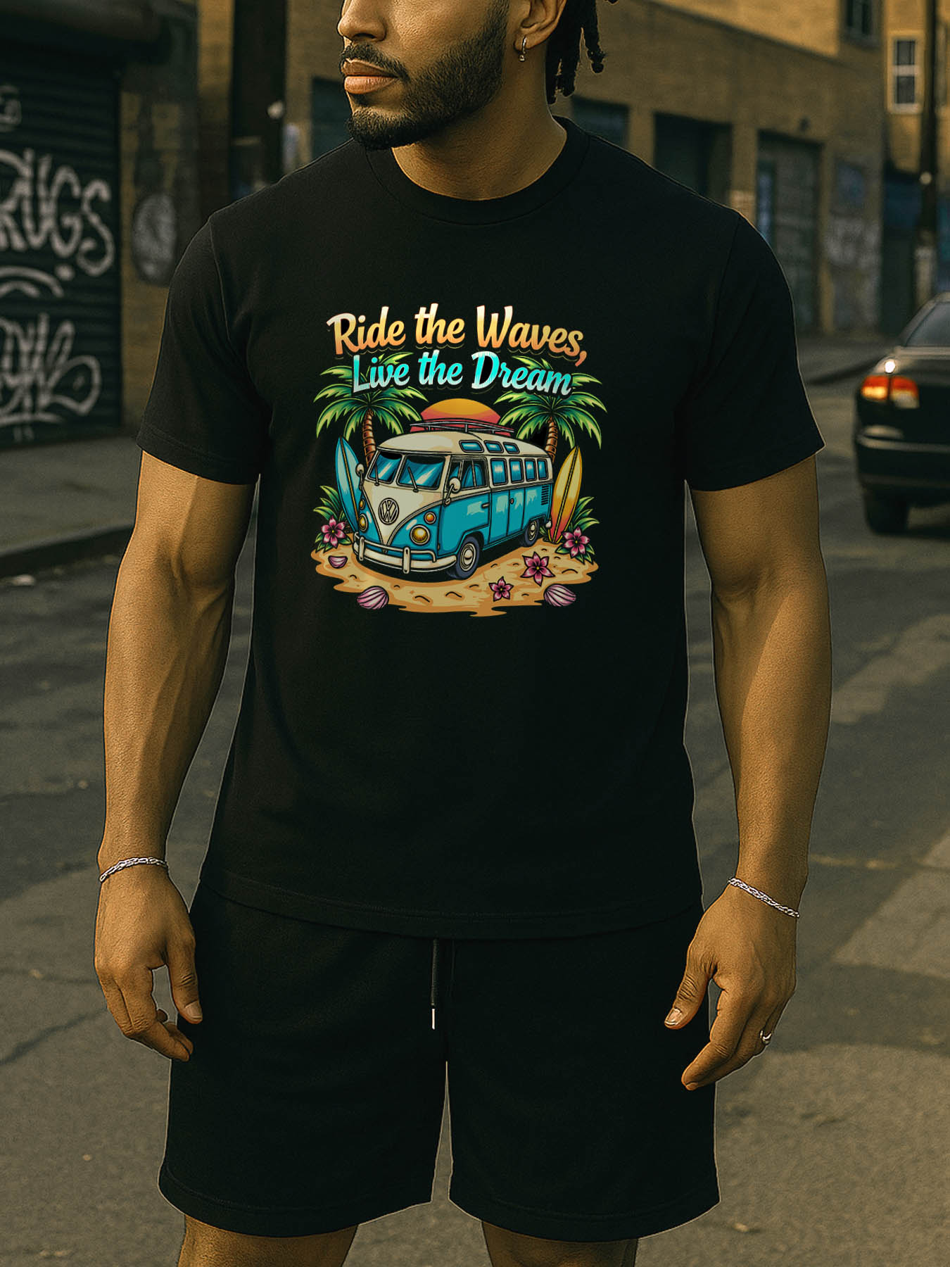 Caribbean RTTMALL Island Beach Printed Casual Cotton T-Shirt for Men