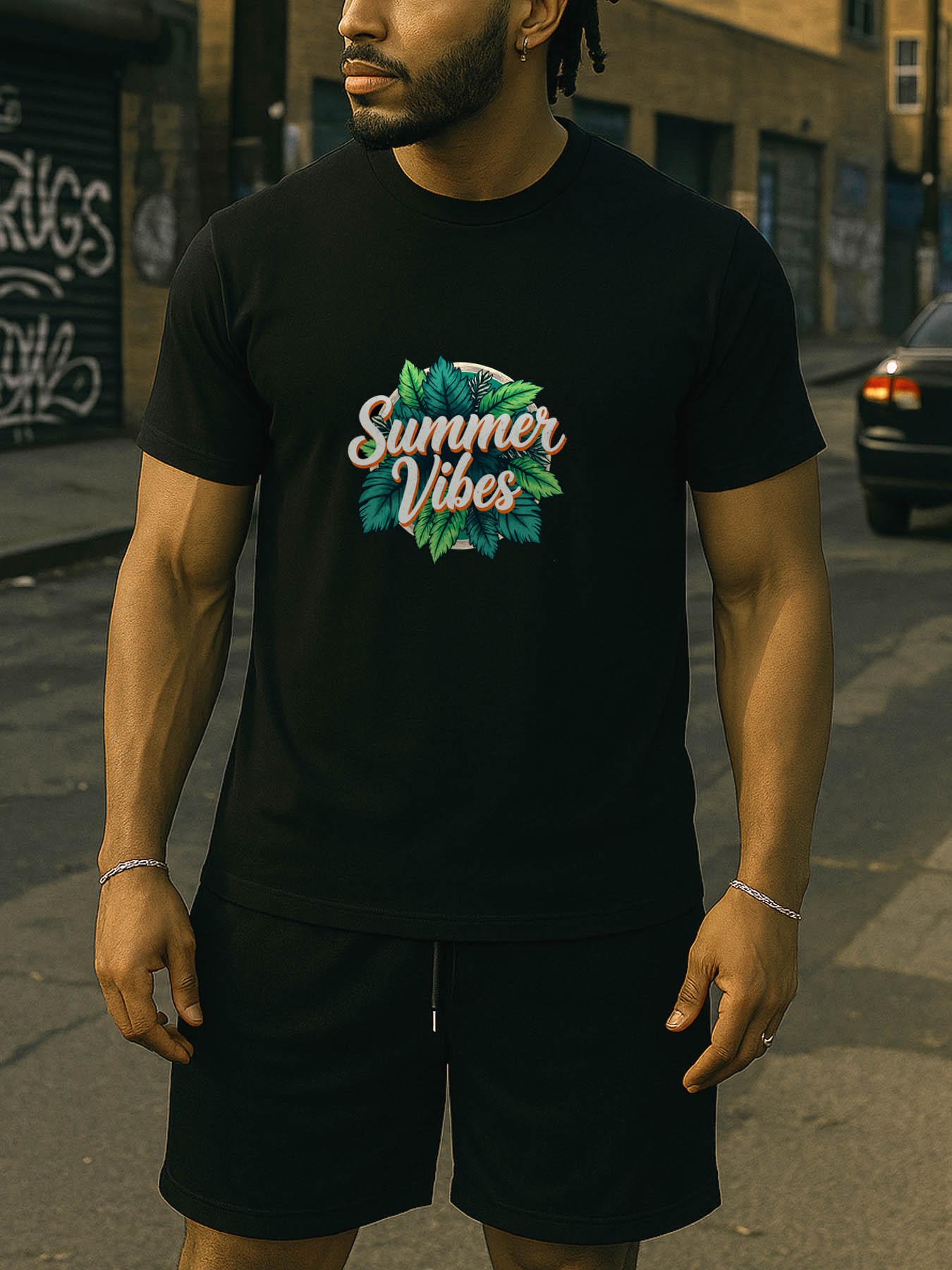 1 RTTMALL Theme: Men's Cotton Printed T-Shirts, Vintage Caribbean Palm Leaf & Retro Letter Graphic Casual Summer Beach Vacation Tees