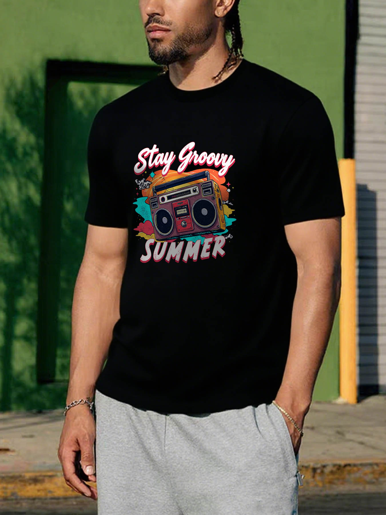 Men's 100% Cotton Crewneck T-Shirts, Moisture Wicking Breathable Lightweight Casual Summer Tees, Vintage Streetwear Printed RTTMALL Caribbean Island Beach Vacation Tops, Machine Washable