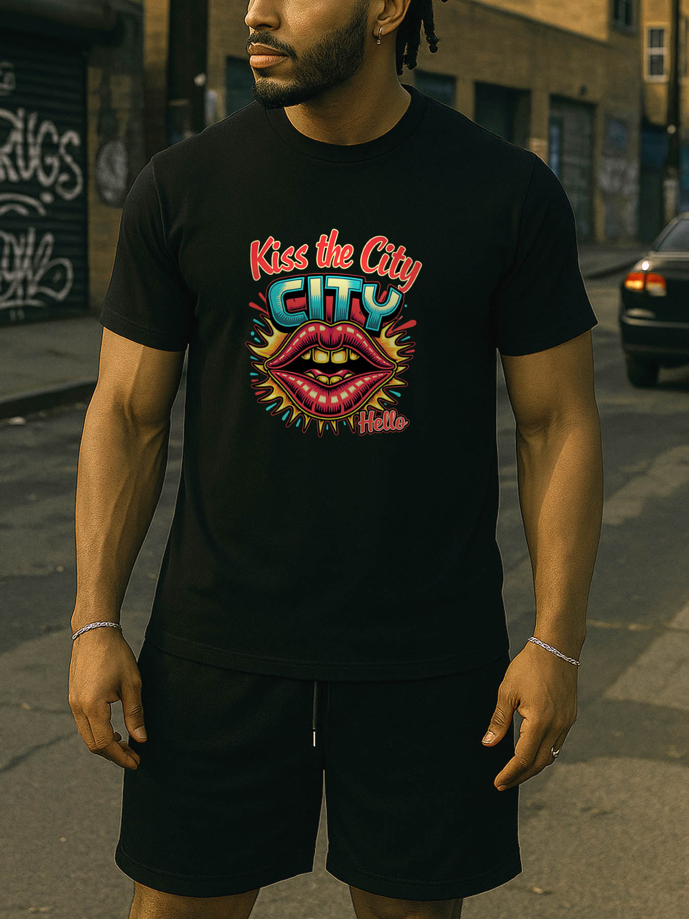 RTTMALL Caribbean Island Beach Casual Printed Cotton Men's T-Shirt for Summer Vacation