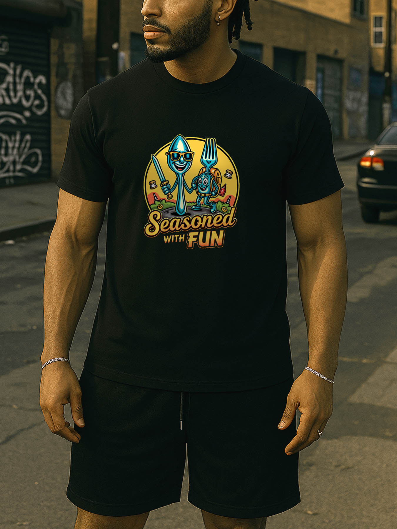 Men's Vintage Car Printed Cotton T-Shirt, Regular Fit, Machine Washable RTTMALL Caribbean Island Beach Summer Casual Tee