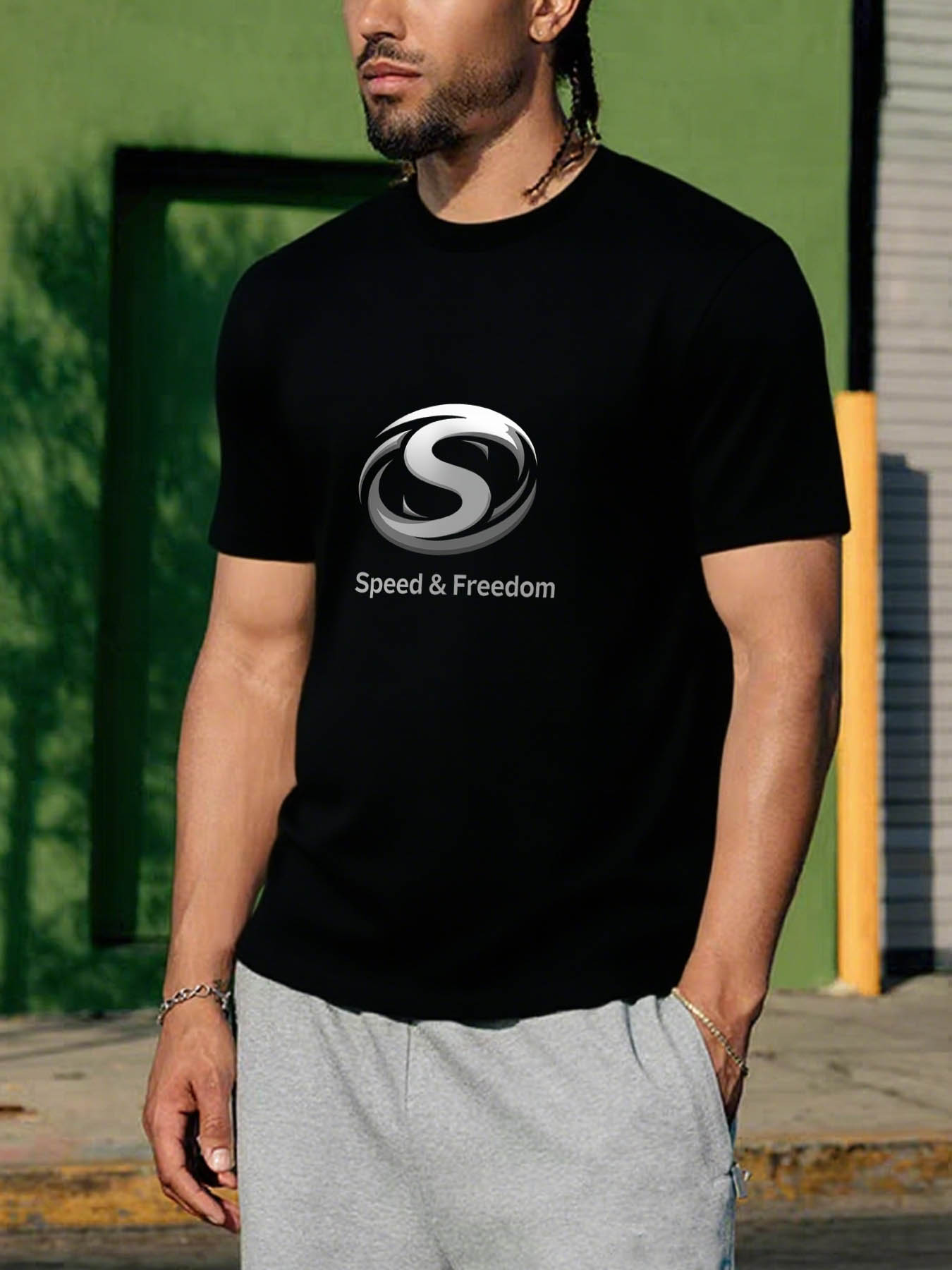 RTTMALL Caribbean Island Beach Casual Printed Cotton T-Shirt with Letter Striped Design, Machine Washable Summer Tee for Men