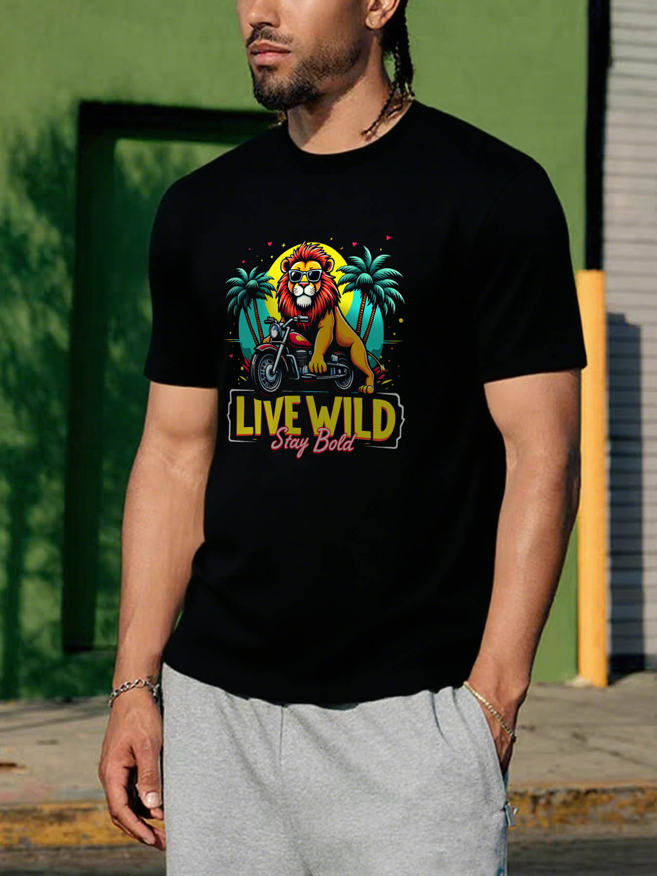 RTTMALL Caribbean Island Vacation Printed Cotton T-Shirts for Men, Casual Beach Summer Graphic Tees