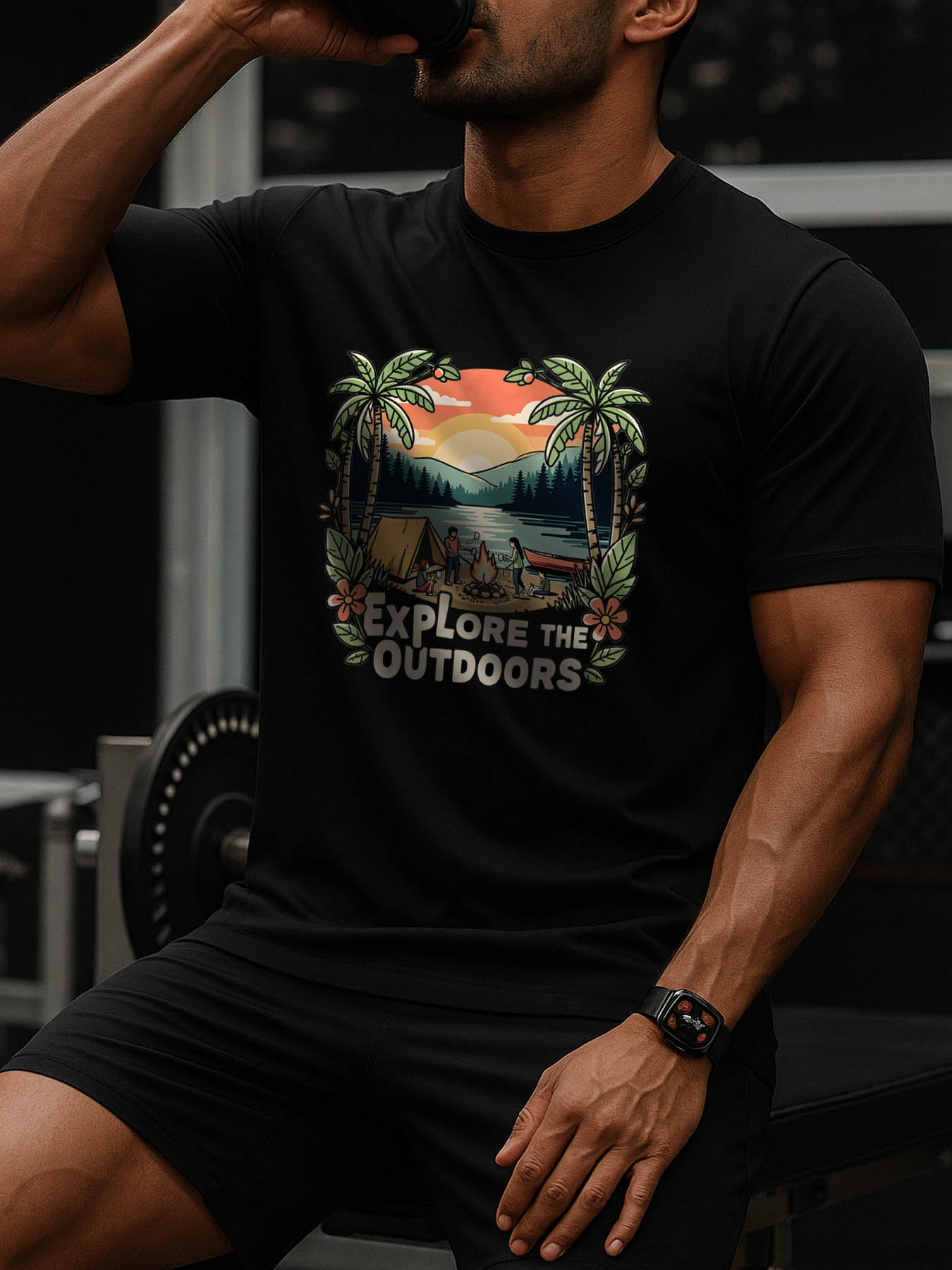 Men's RTTMALL Printed Cotton T-Shirts, Soft Breathable Machine Washable Casual Beach Tees for Caribbean Island Summer Outdoor Wear