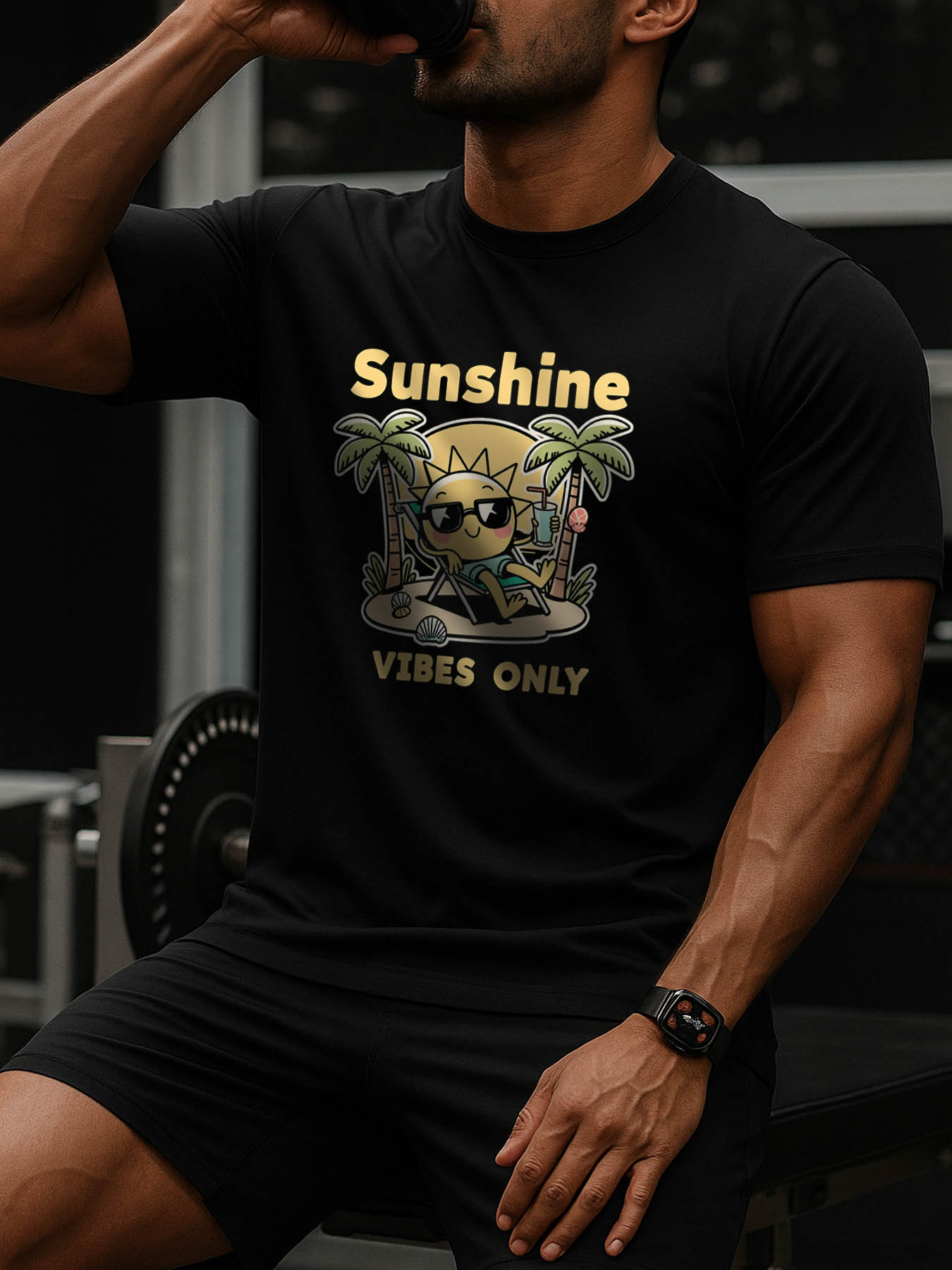 RTTMALL Caribbean Island Beach Graphic Printed Men's 100% Cotton Casual Summer T-Shirt