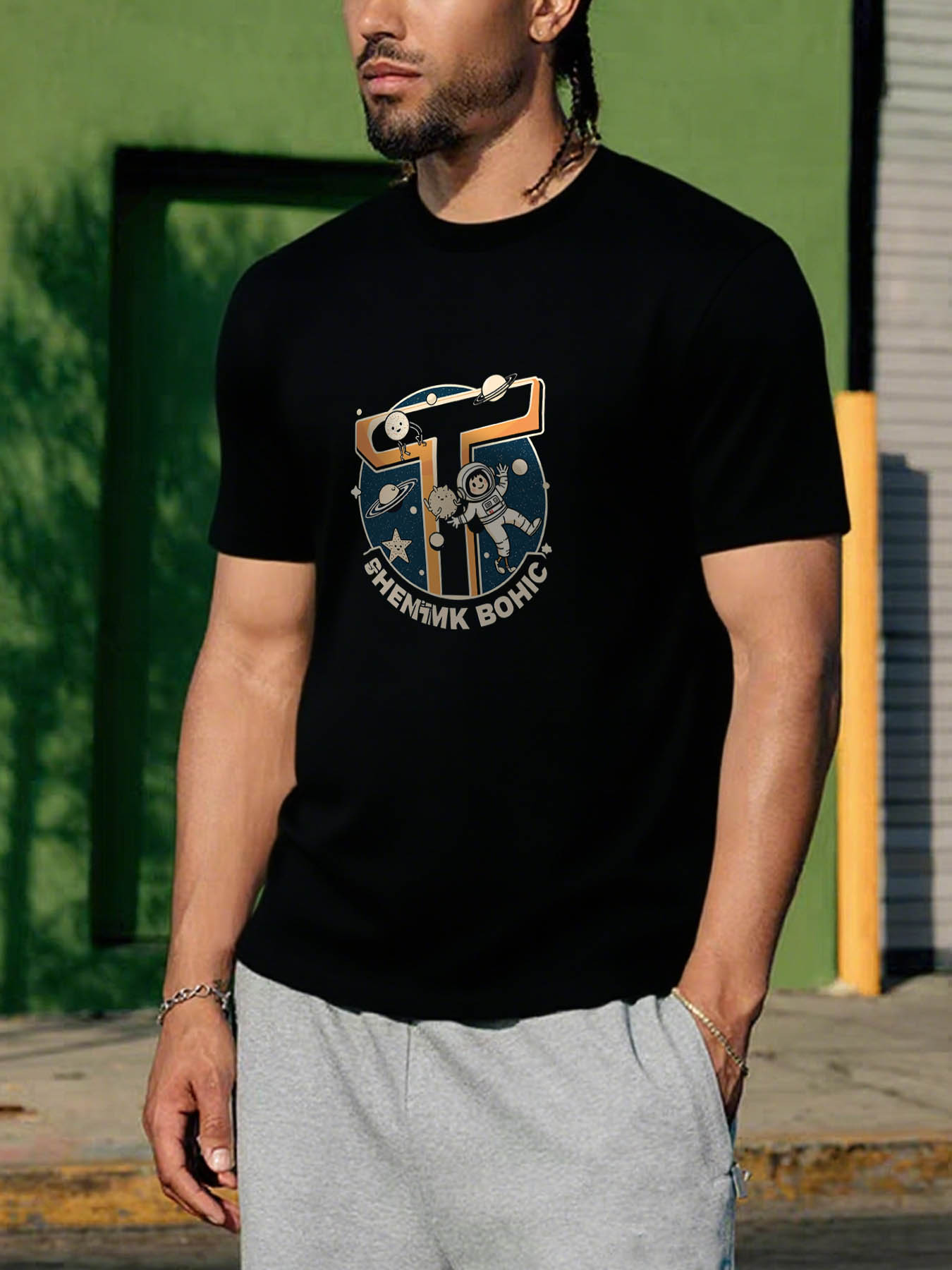 Men's RTTMALL Printed Cotton T-Shirt, Casual Beach Summer Tee with Caribbean Island Palm Tree & Skull Flame Design, Breathable Comfortable Machine Washable Everyday Wear for Vacation Outings