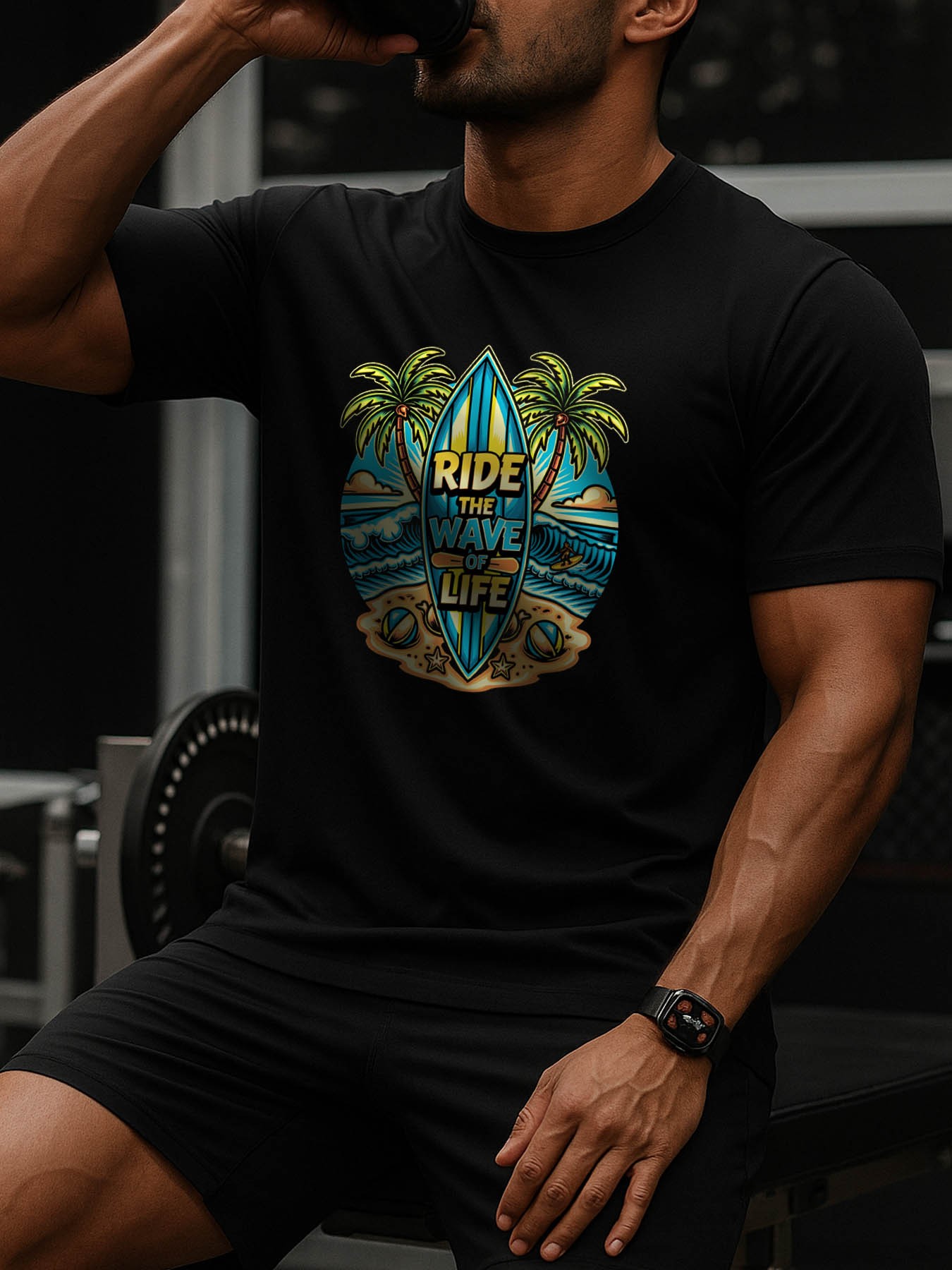 Men's 100% Cotton RTTMALL Print T-Shirt, Casual Breathable Crewneck Beach Tee for Caribbean Island Summer Surfing Beach Workout
