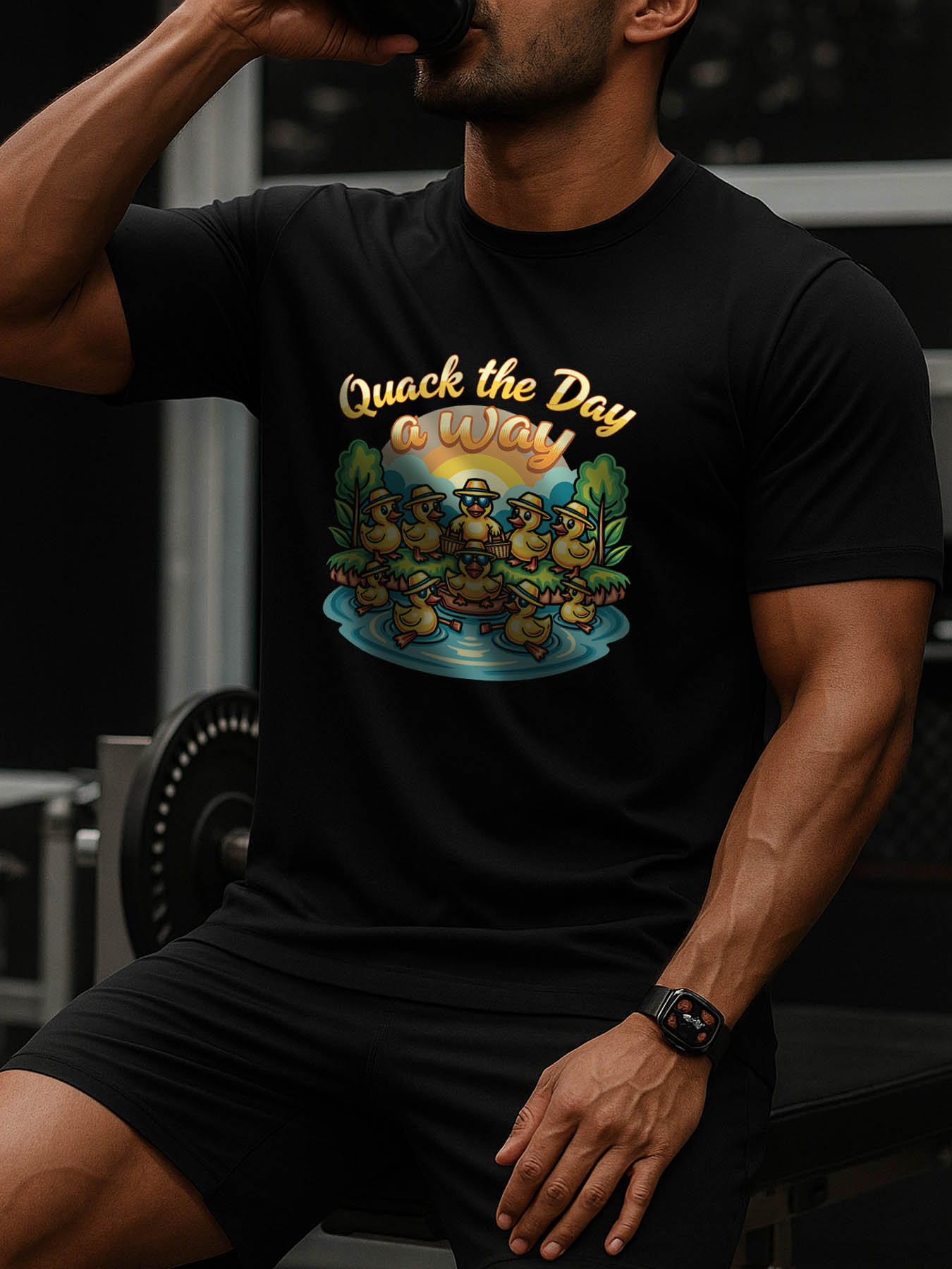 RTTMALL Caribbean Island Beach Print Casual Summer Cotton T-Shirt for Men with Park Letter & Duck Graphic, Comfortable Relaxed Fit Everyday Wear Gift