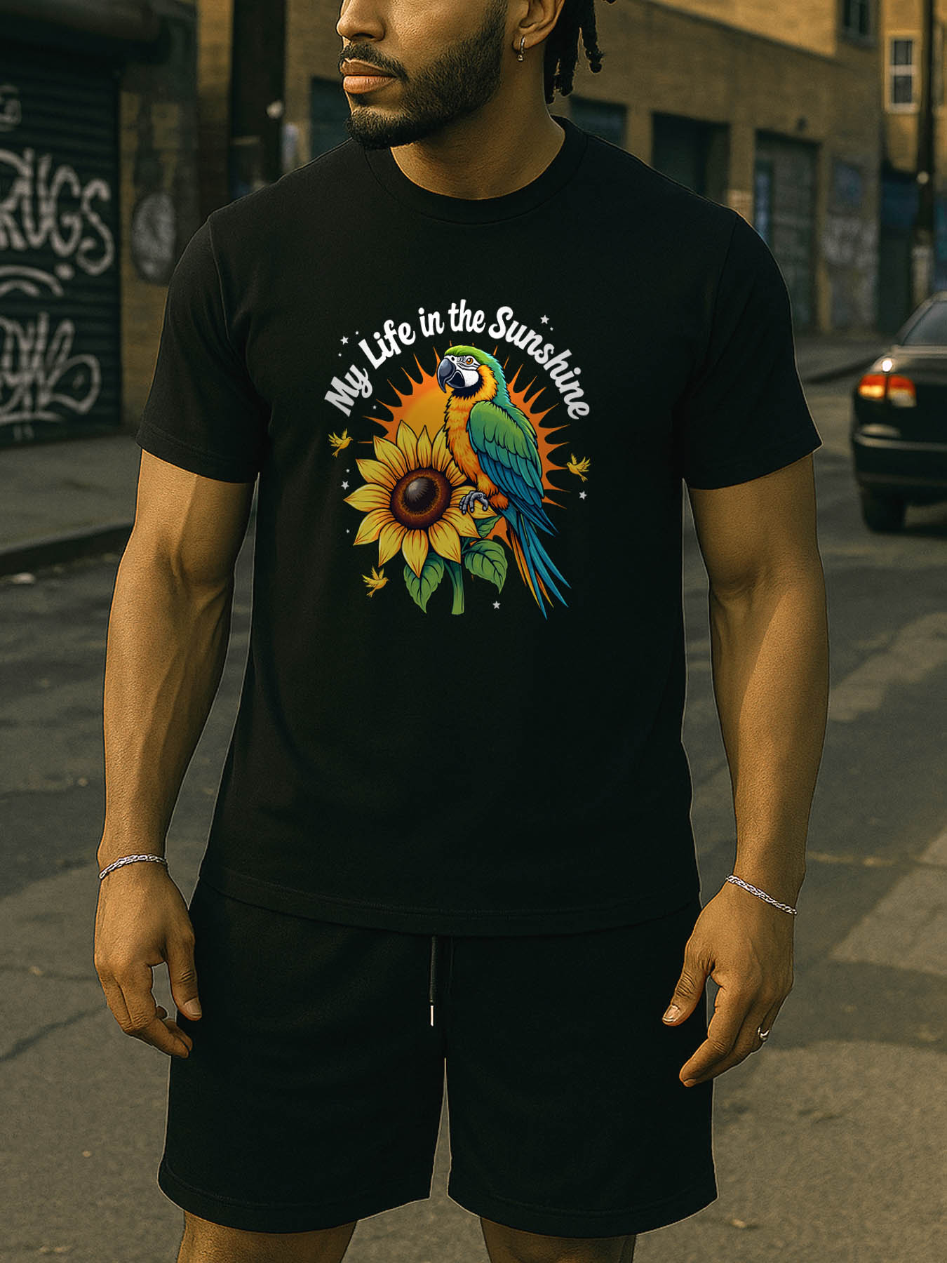 Men's 100% Cotton RTTMALL Printed T-Shirt, Caribbean Island Beach Summer Casual Graphic Tee