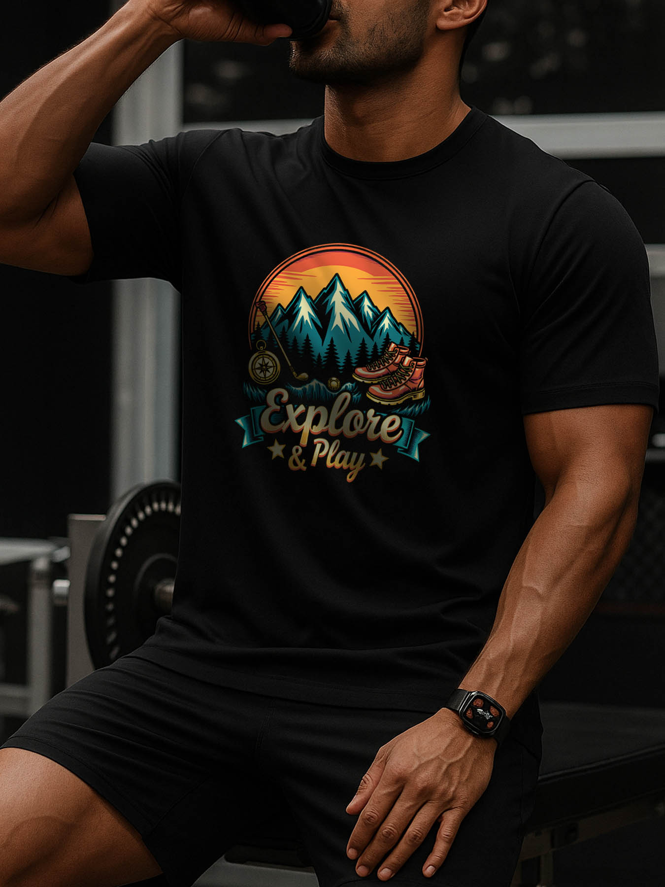 RTTMALL Caribbean Island Beach Printed Casual Summer Cotton T-Shirts for Men