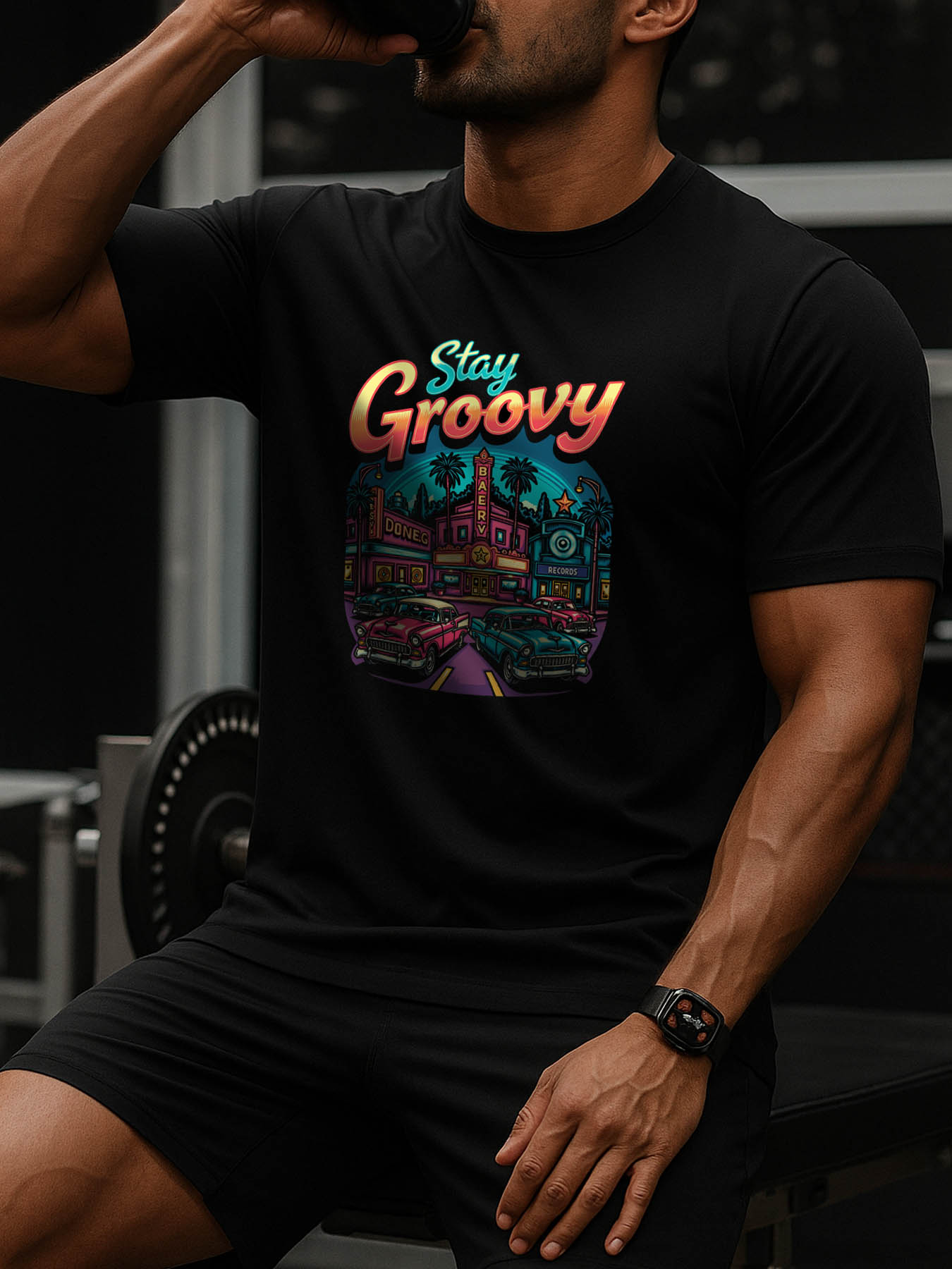 RTTMALL Caribbean Island Beach Print Casual Cotton T-Shirts for Men