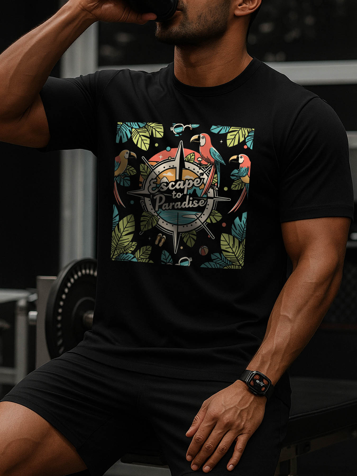 Men's 100% Cotton RTTMALL Printed T-Shirts, Casual Breathable Caribbean Beach Summer Tees for Island Getaways
