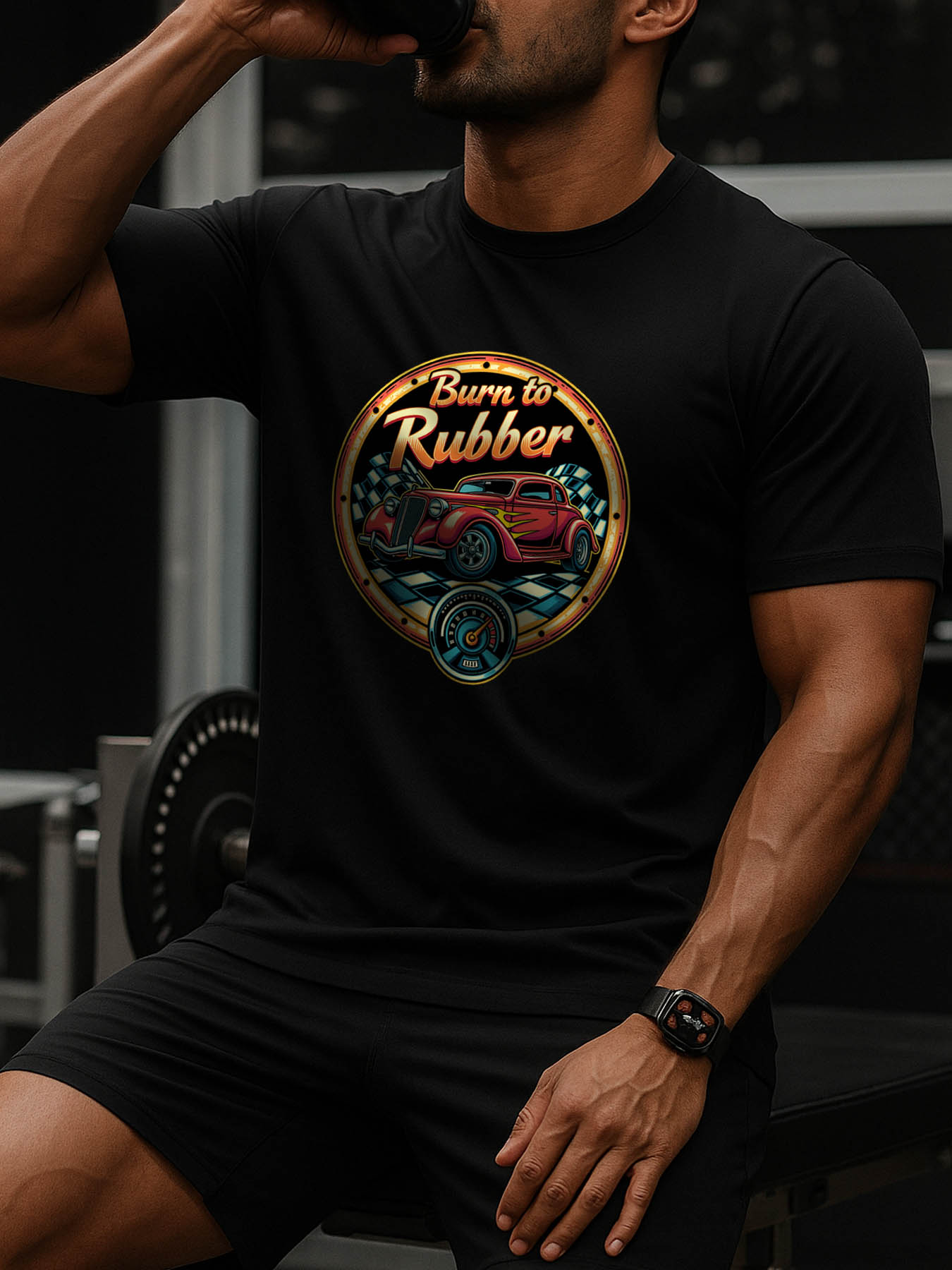Men's Vintage Race Car Print RTTMALL T-Shirt, 100% Cotton Slim Fit Casual Beach Tee for Caribbean Island Summer Outdoors