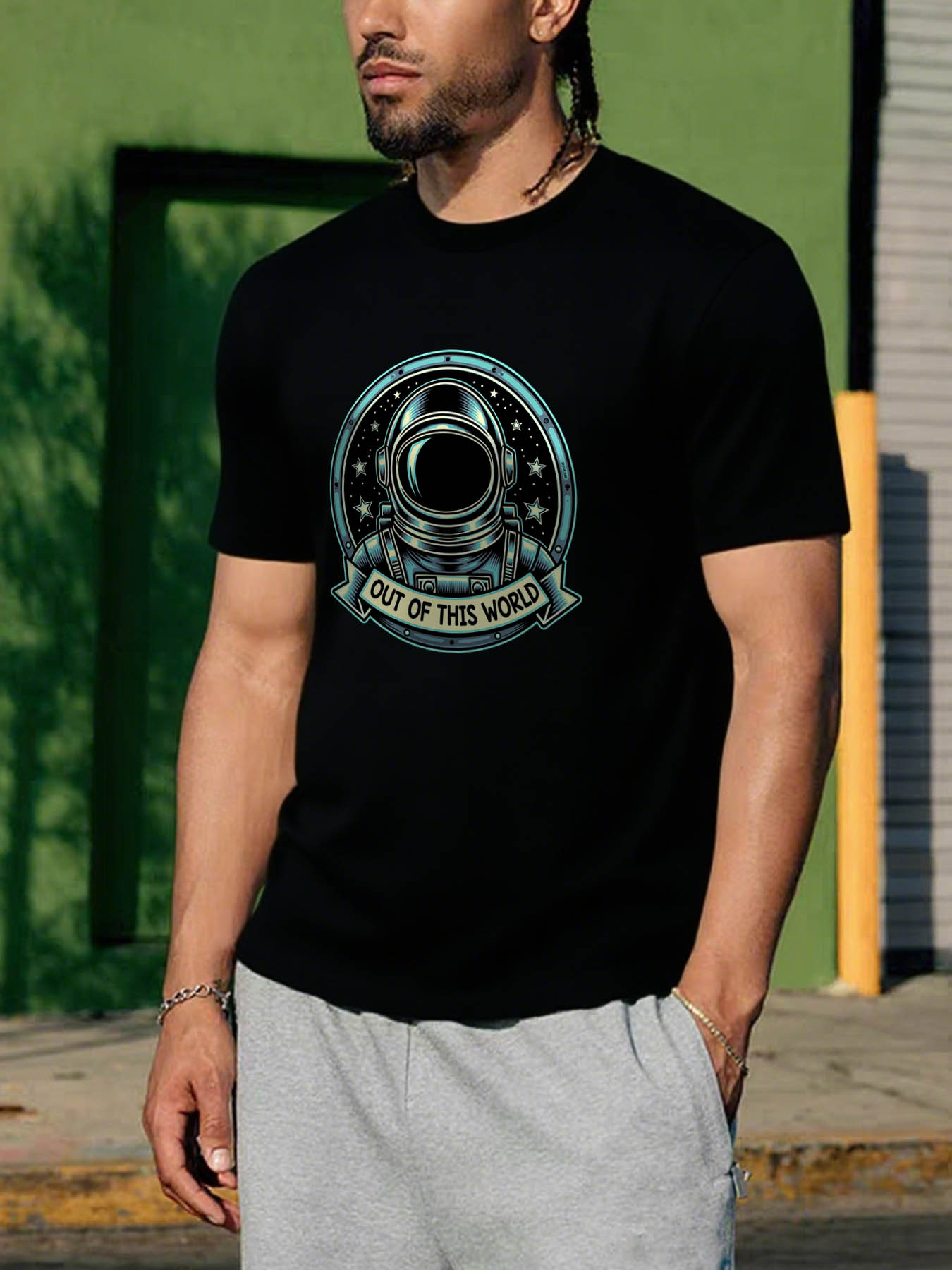 Men's RTTMALL Printed Cotton T-Shirt, Caribbean Beach Island Summer Casual Tee