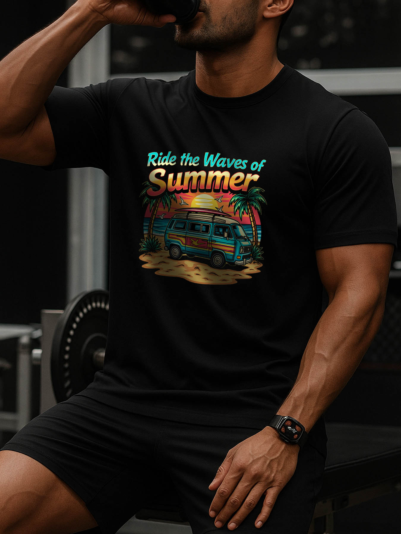 RTTMALL Caribbean Island Beach Printed Men's Casual 100% Cotton Short Sleeve T-Shirt
