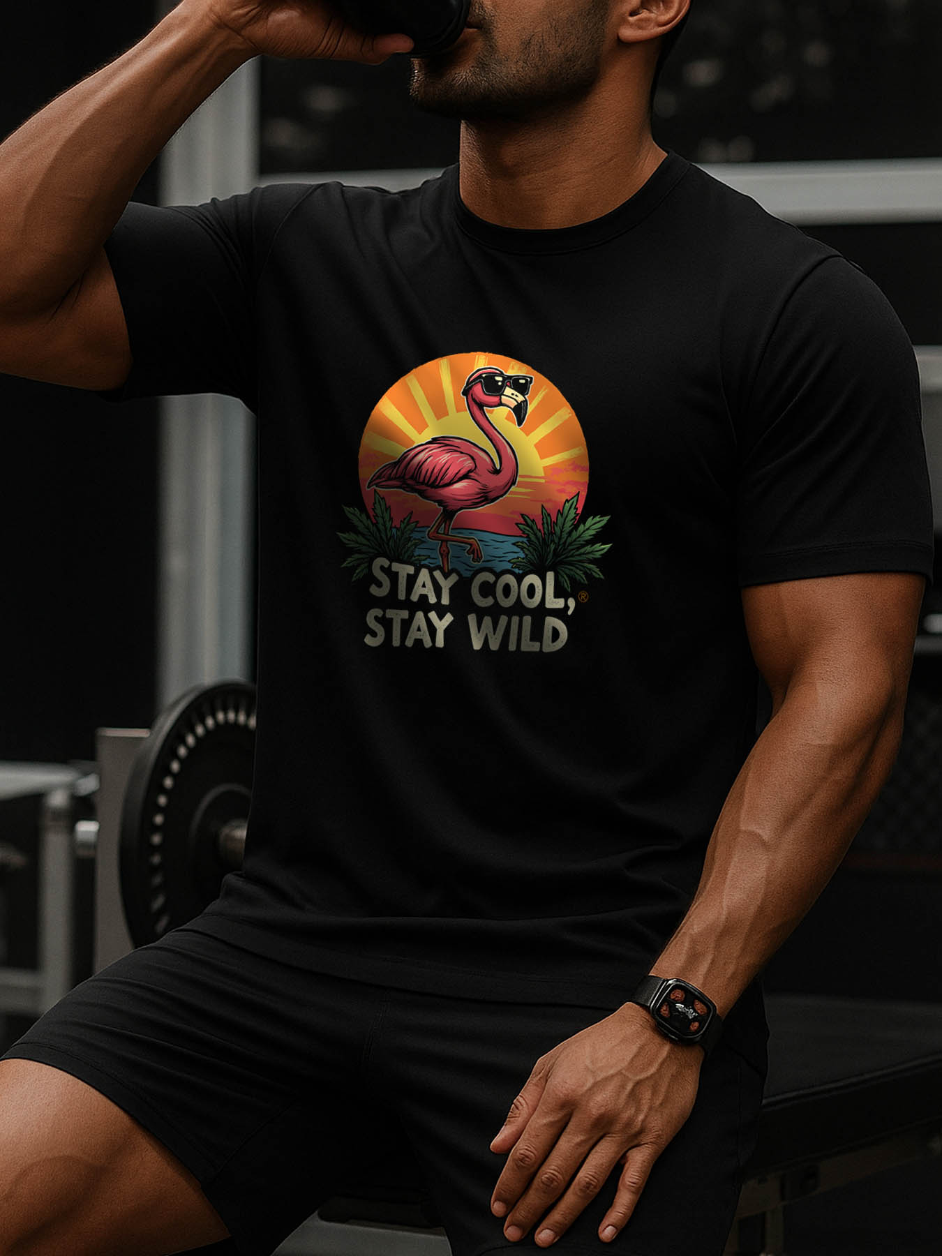 RTTMALL Caribbean Island Beach Print Men's 100% Cotton T-Shirt, Casual Summer Comfortable Fitted Tee for Vacation Daily Wear, Machine Washable