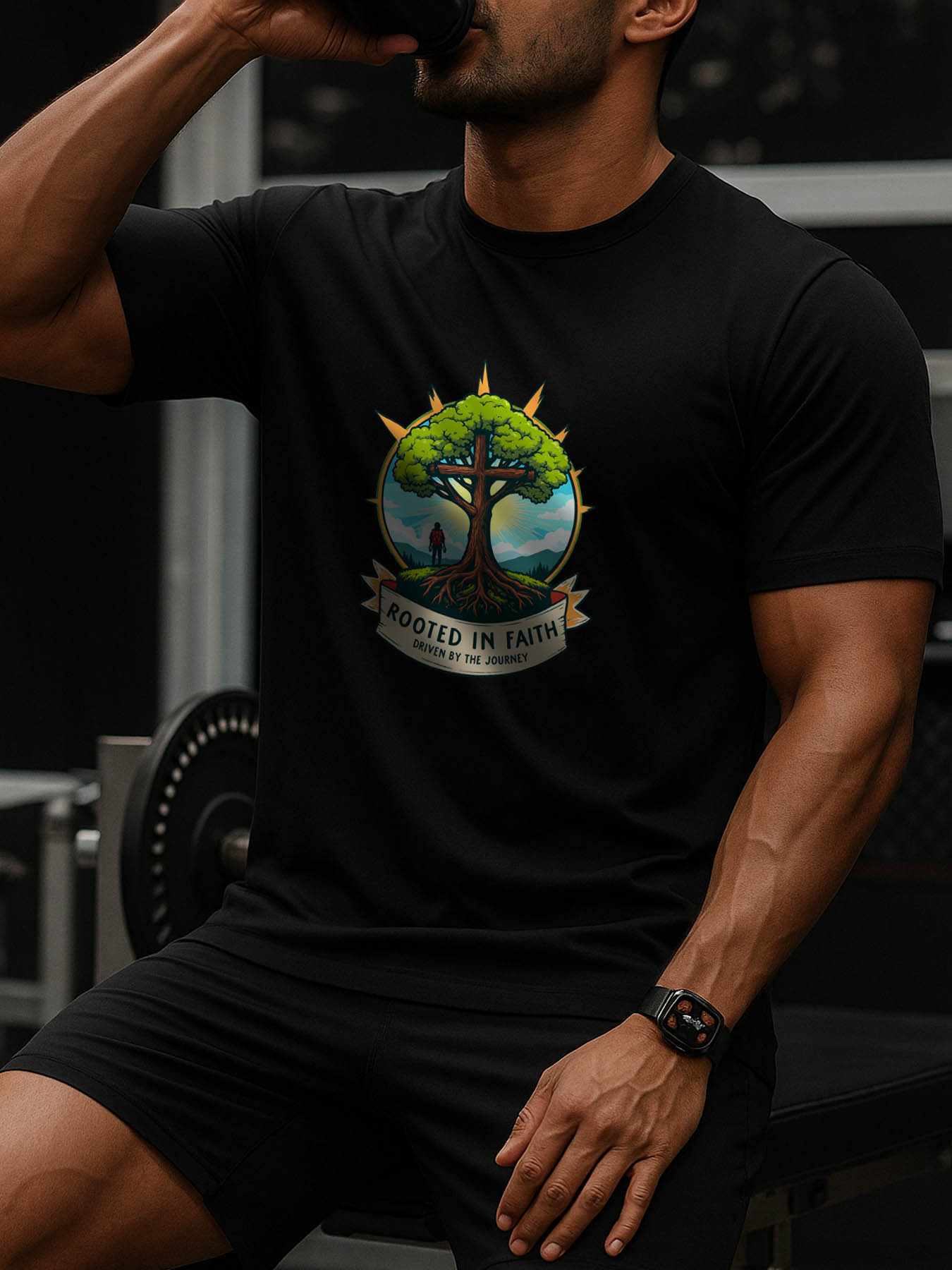 RTTMALL Caribbean Island Beach Print Men's Cotton Casual Crewneck T-Shirts, Regular Fit, Machine Washable All Season Wear