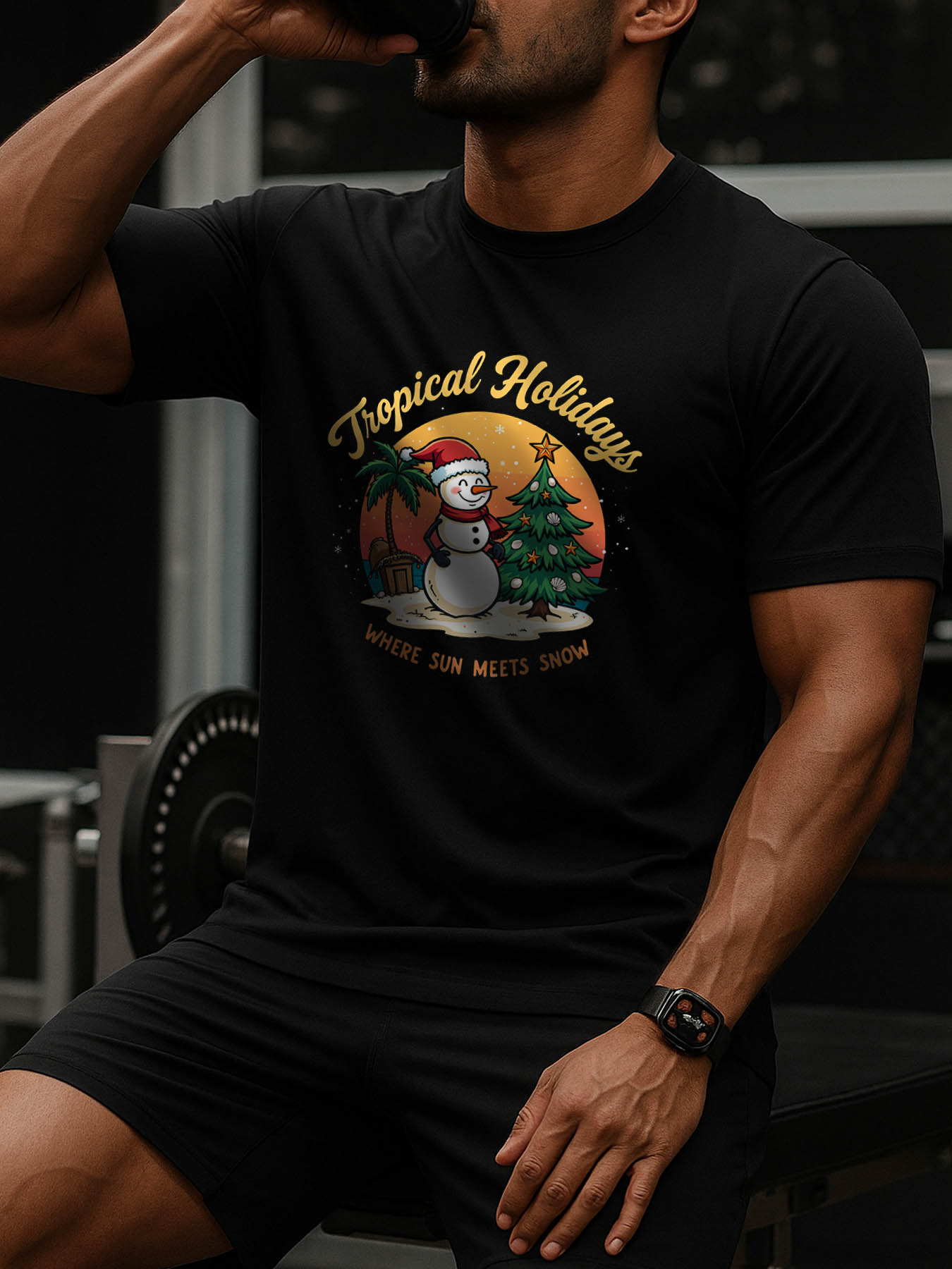 Men's 100% Cotton RTTMALL Printed T-Shirt, Casual Slim-Fit Crewneck Beach Tees for Caribbean Island Summer Vacation