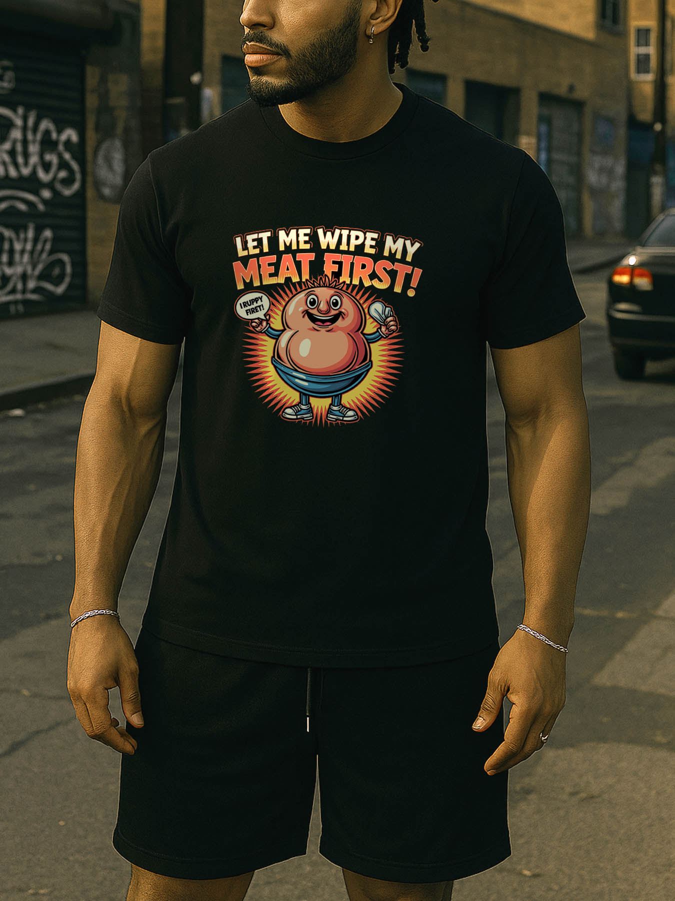 RTTMALL Caribbean Island Beach Casual Dog Print Cotton T-Shirt for Men, Breathable All-Season Comfortable Machine Washable Summer Tee