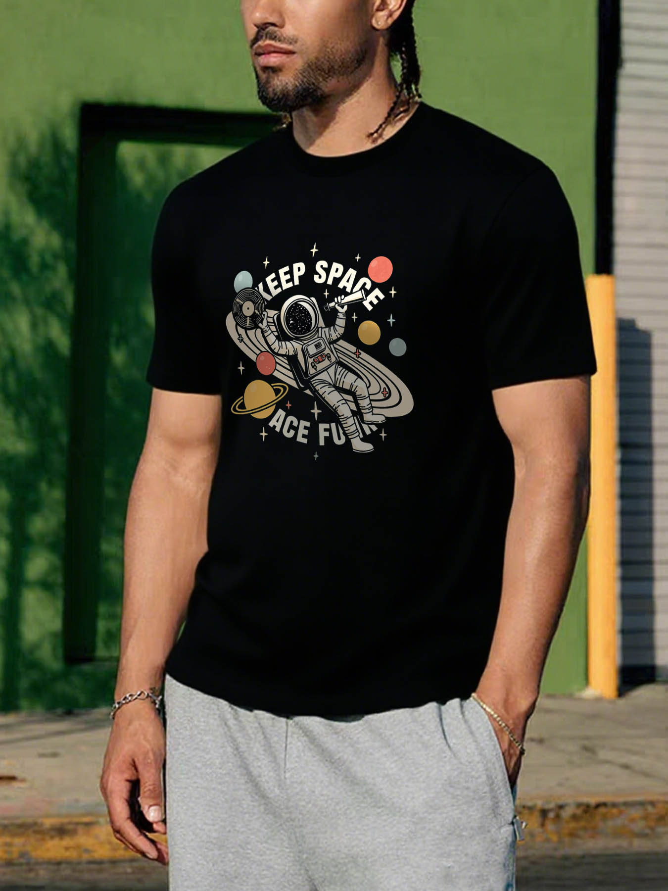 RTTMALL Caribbean Island Beach Print Casual Cotton Men's T-Shirt for Summer Vacation