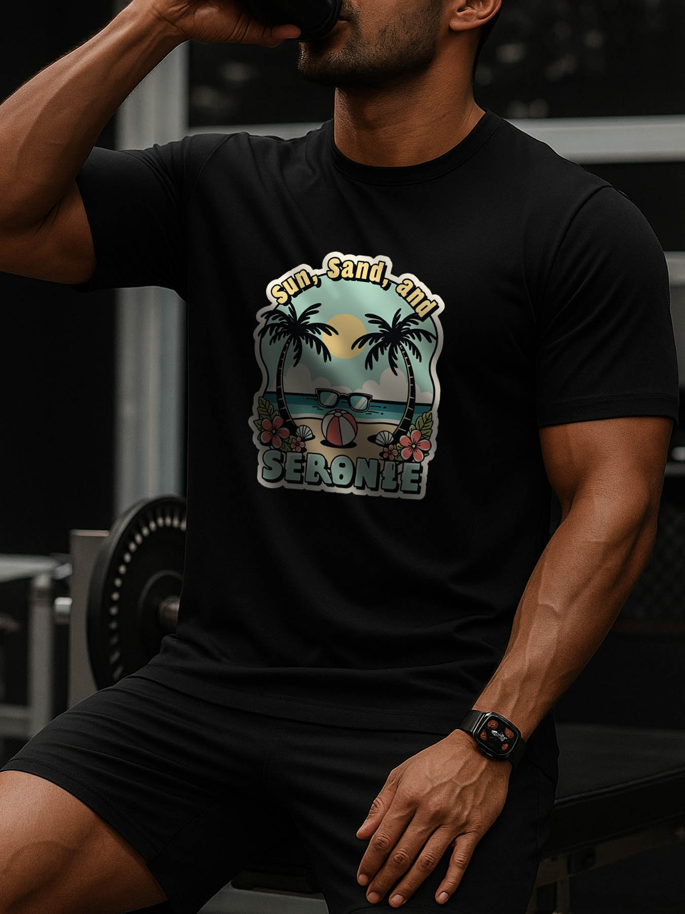 RTTMALL Caribbean Vacation Island Beach Printed Casual Mens Cotton T-Shirt for Summer Vacation Casual Wear
