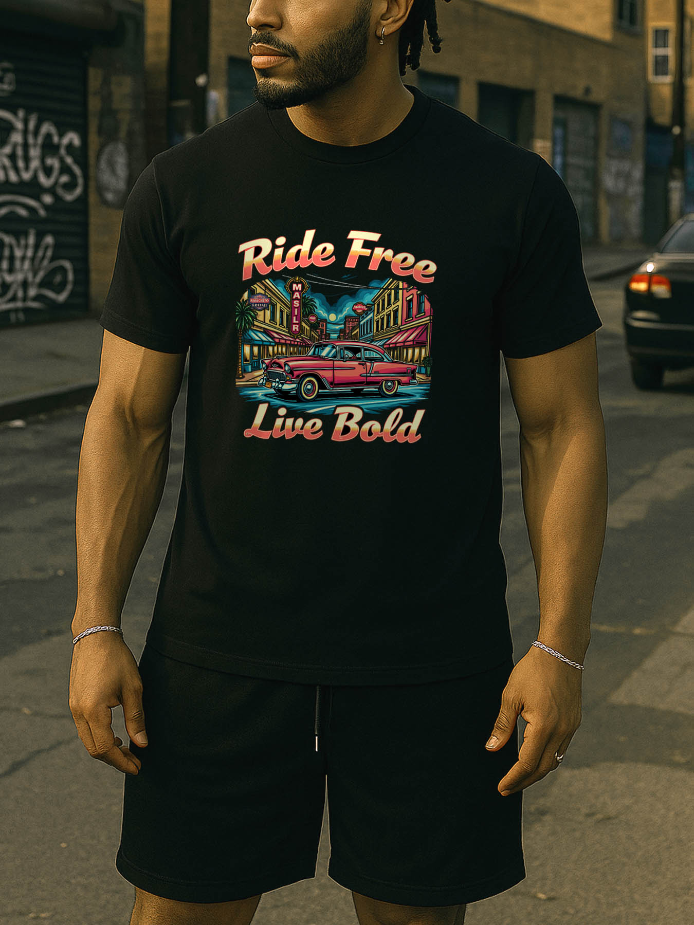 RTTMALL Caribbean Beach Vacation Printed Cotton Casual Summer T-Shirt for Men