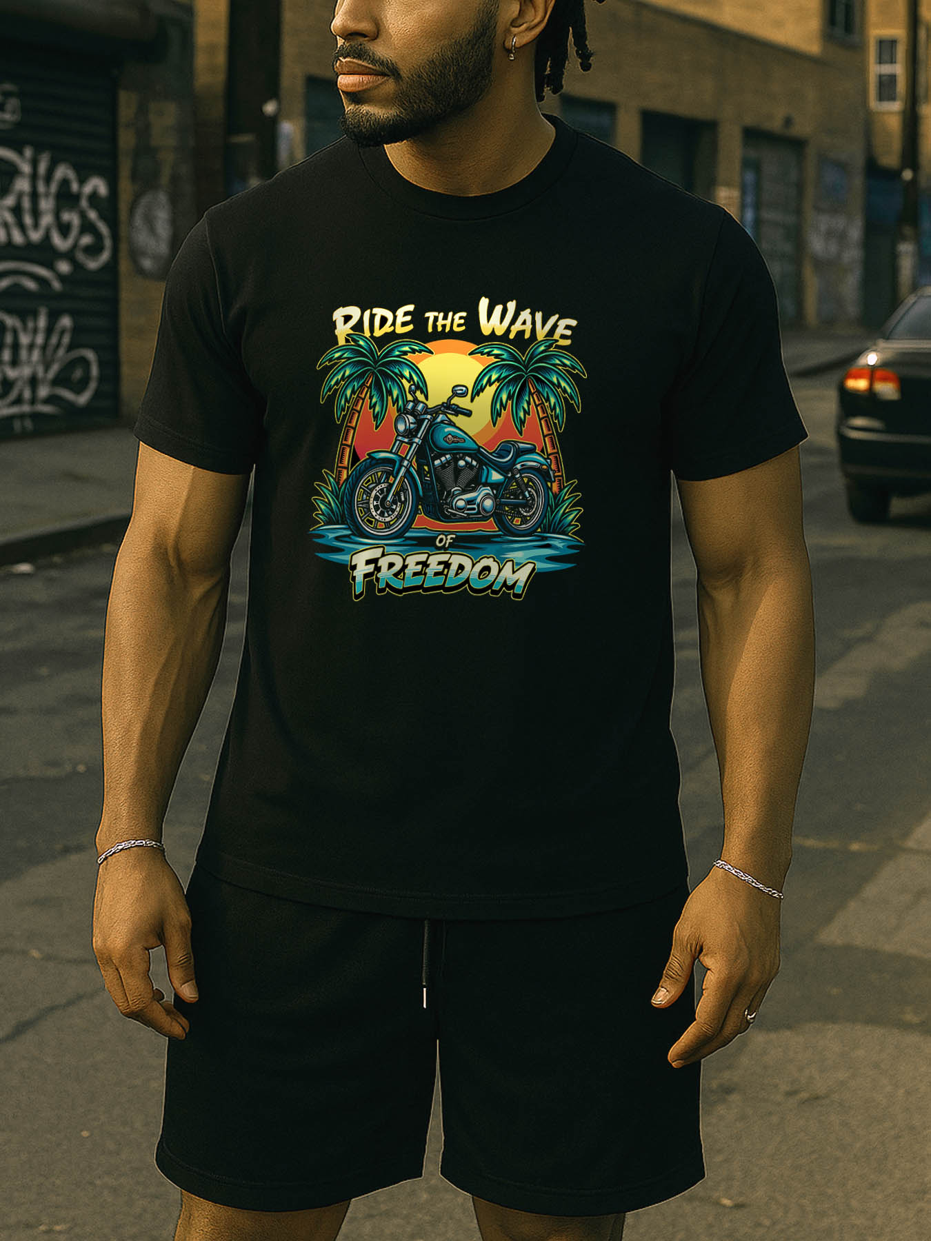 1 RTTMALL Caribbean Island Beach Palm Print Casual Cotton T-Shirts for Men Summer Vacation Workout Gym Basketball Quick Dry Breathable Stretch Short Sleeve Tees