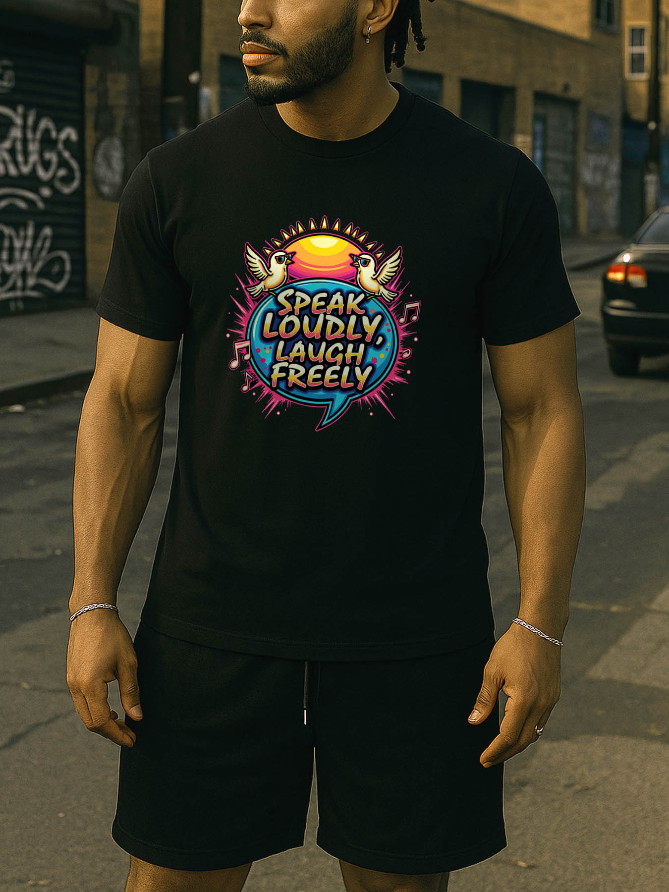 Men's RTTMALL Printed Cotton T-Shirt, Caribbean Beach Island Summer Casual Graphic Tee