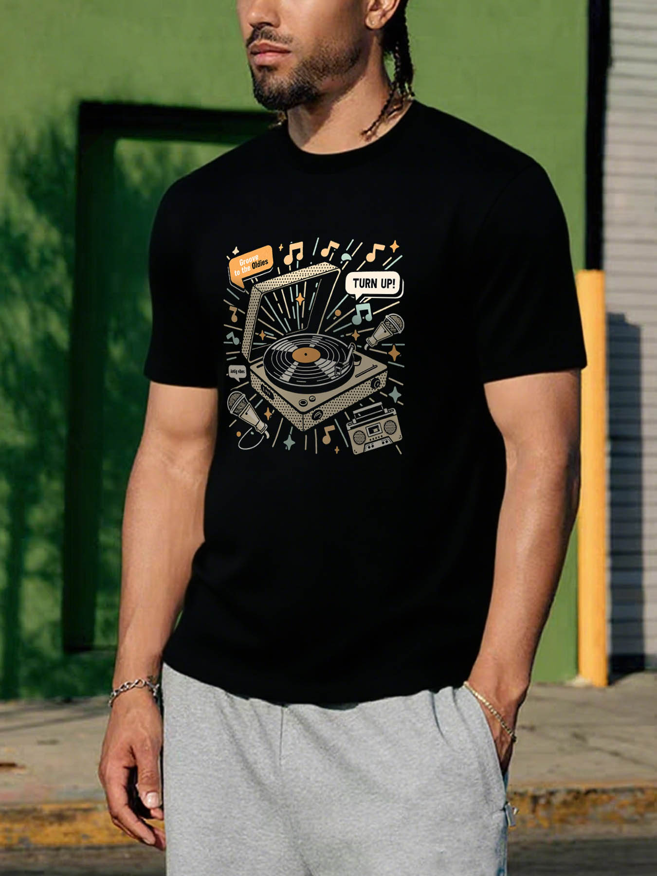 RTTMALL Caribbean Island Beach Casual Men's Vintage Distressed Star Print 100% Cotton Graphic Tee for Summer Outdoor