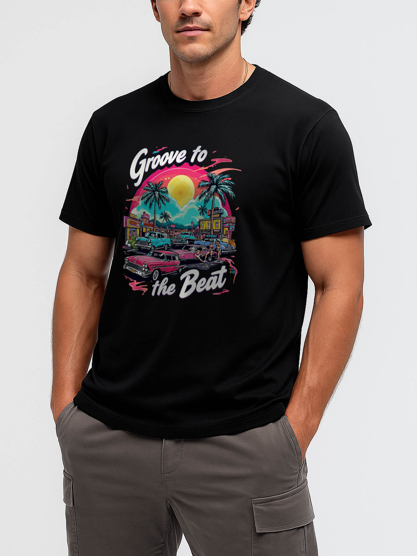 Men's 100% Cotton RTTMALL Printed T-Shirt, Caribbean Island Beach Summer Casual Graphic Tees